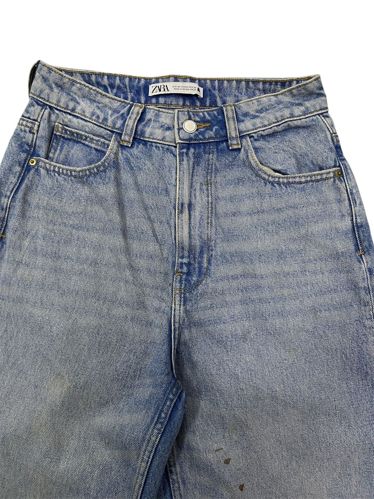 Zara ZARA Blue Wash Distressed Jeans Size US 27 - 4 Thumbnail