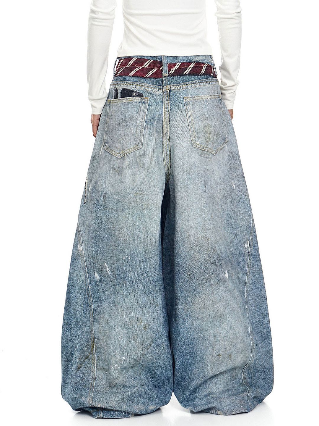 Japanese Brand American retro washed printed curved jeans for men Size US 32 / EU 48 - 5 Thumbnail