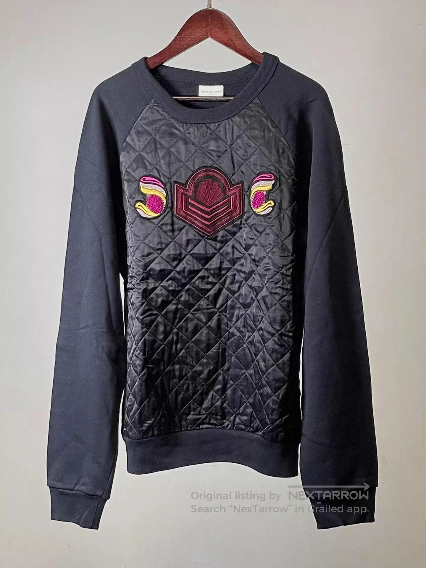 Dries Van Noten Black Quilted Front Embroidered Sweatshirt. Size US S / EU 44-46 / 1 - 1 Thumbnail