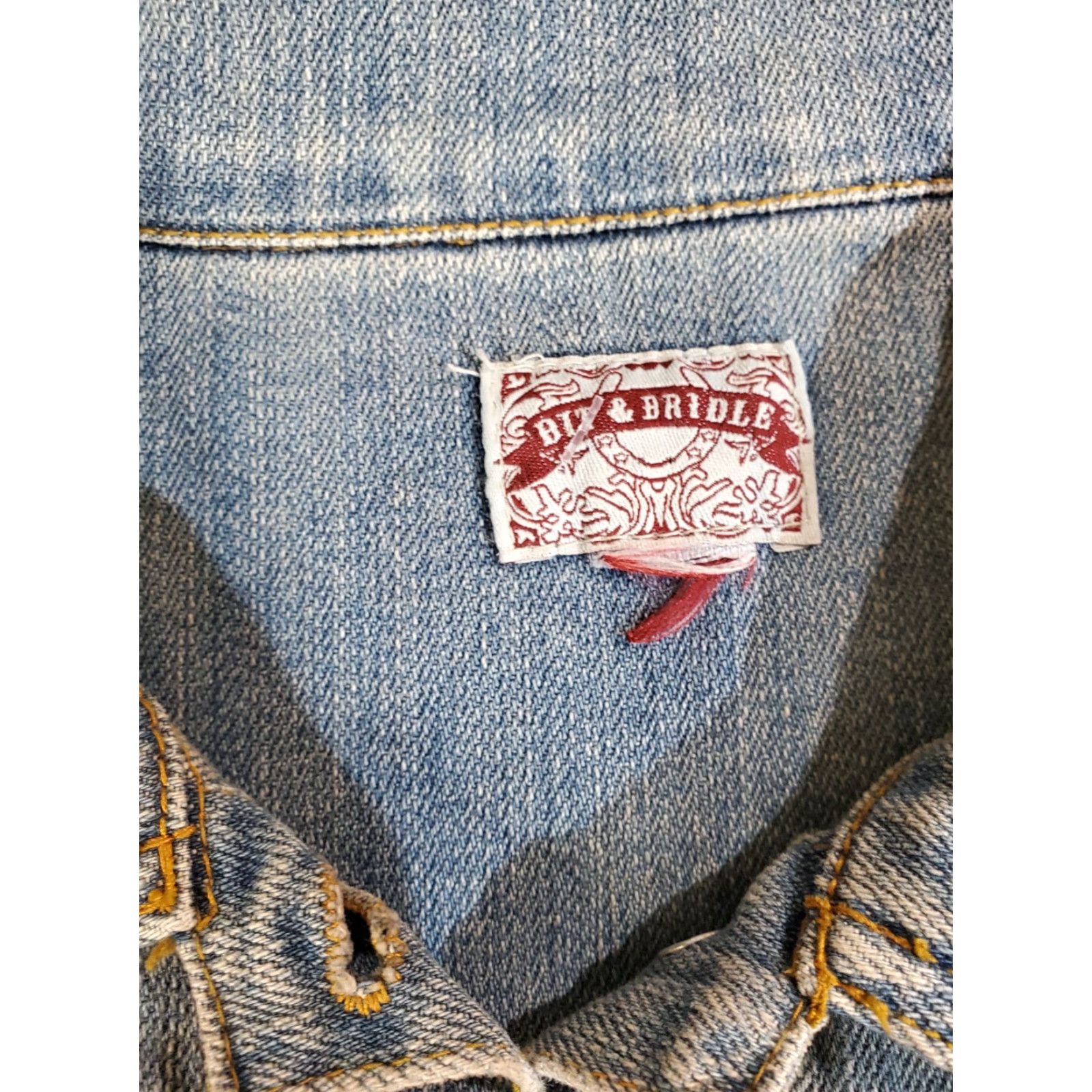 Denime VINTAGE Bit & Bridle Women's Western Blue Denim Jacket Cropped Sz Large Bling Button-up Jacket Size L / US 10 / IT 46 - 4 Thumbnail