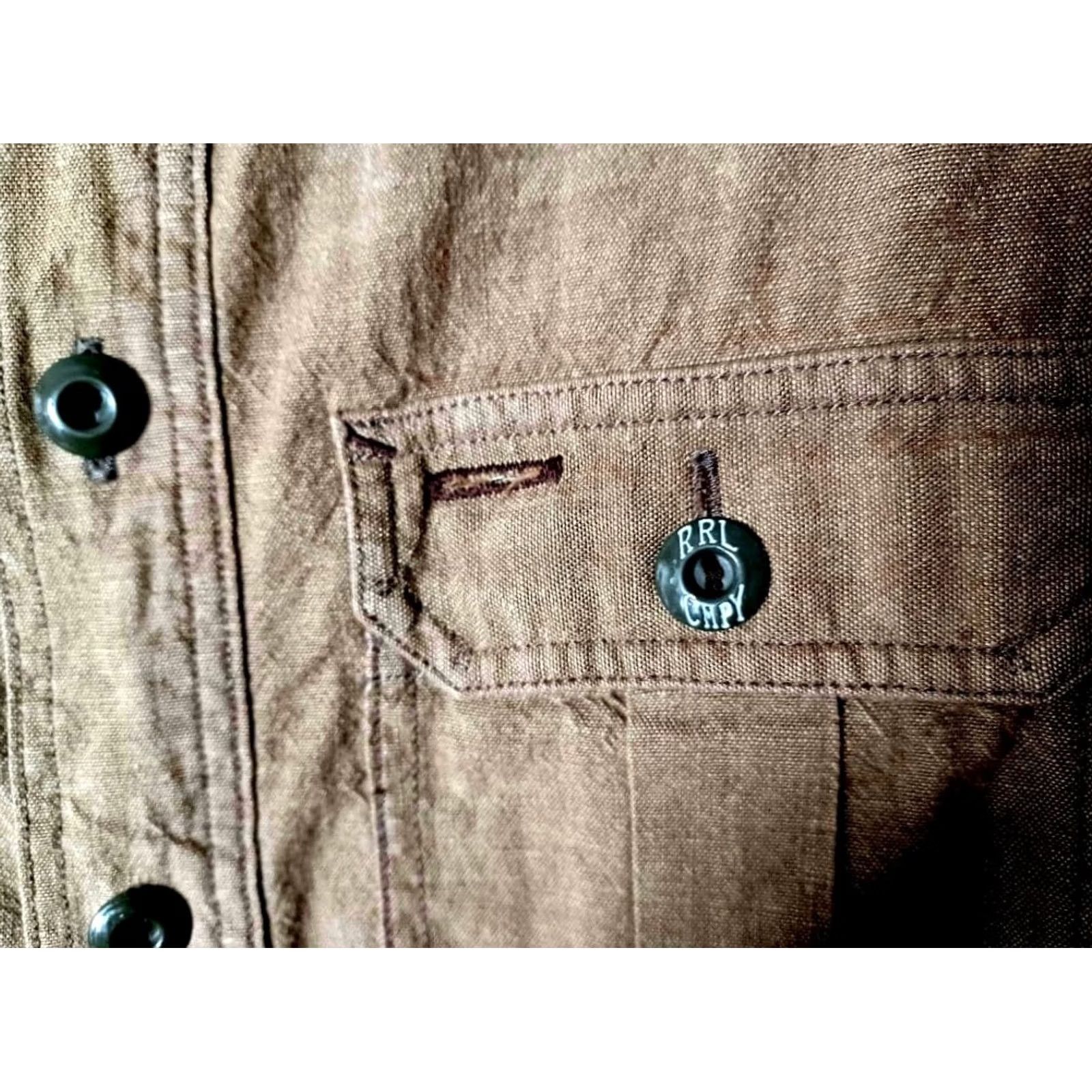 Ralph Lauren RRL RALPH LAUREN CHAMBRAY WORK SHIRT LONG SLEEVE MEN OLIVE COTTON XS USED Size US XS / EU 42 / 0 - 6 Thumbnail