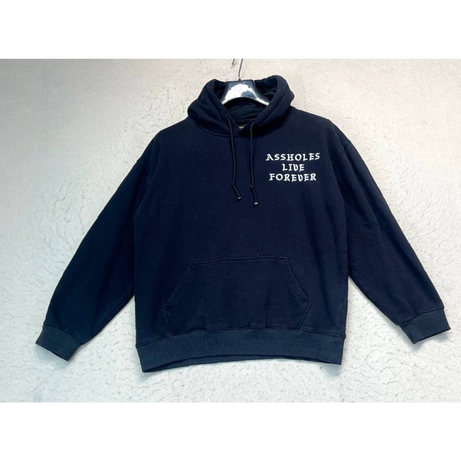 Forever 21 Forever A**holes Live Forever Polartec Hoodie Black Medium Embroidered Men Pullover Cotton Blend Size US M / EU 48-50 / 2 - 2 Thumbnail