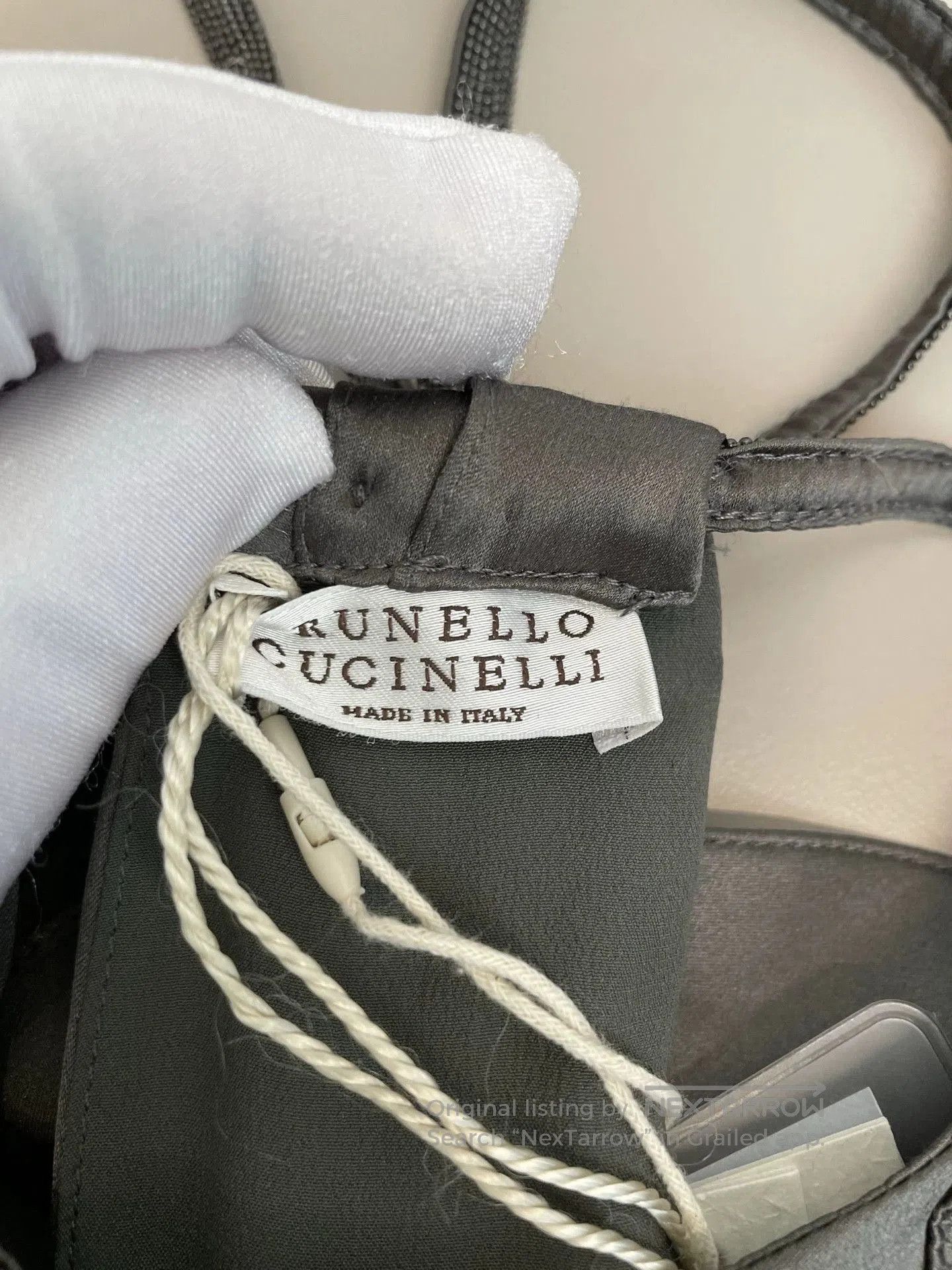 Brunello Cucinelli stylish silk off-shoulder dress by brunello cucinelli. Size US 27 - 3 Thumbnail
