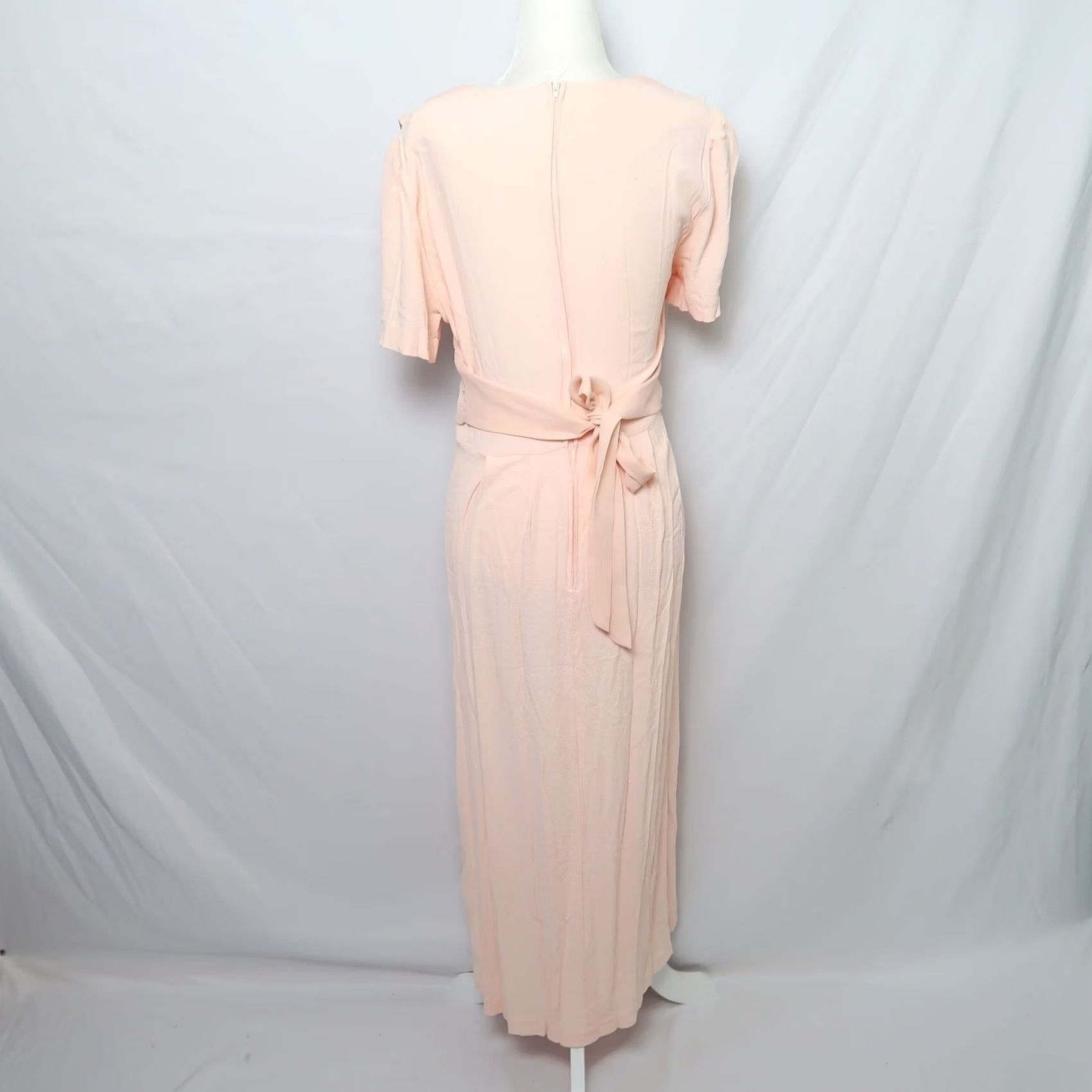 Vintage VINTAGE 80s peach orange crepe maxi dress Short sleeve 8 Acetate Rayon Aline Casual Arts & Crafts Womens Size 30" / US 8 / IT 44 - 4 Thumbnail