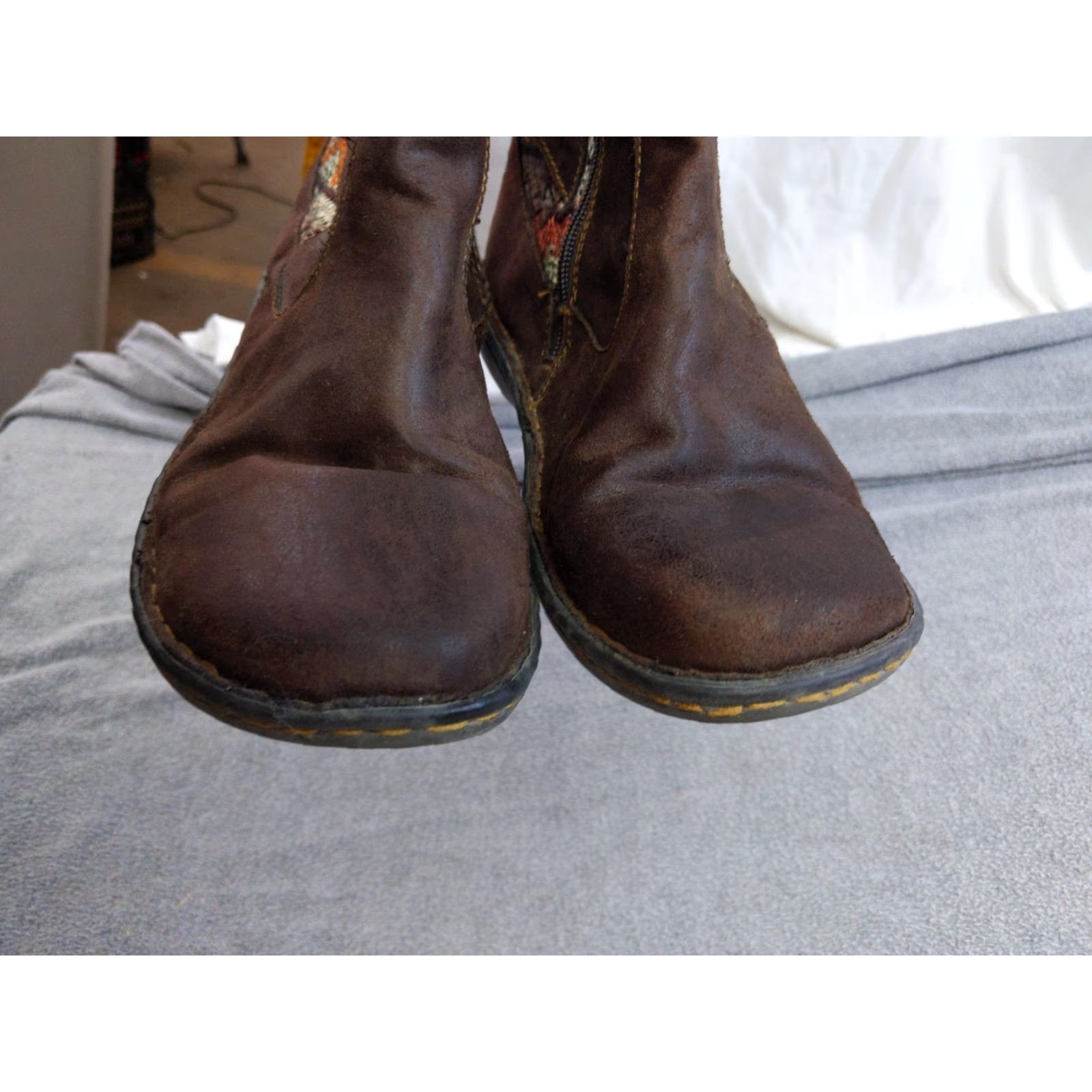 Vintage Børn Boots Women Brown Patterned Wool Knit Buckle Zip Casual Comfort 9.5 M Size US 10 / IT 40 - 7 Thumbnail