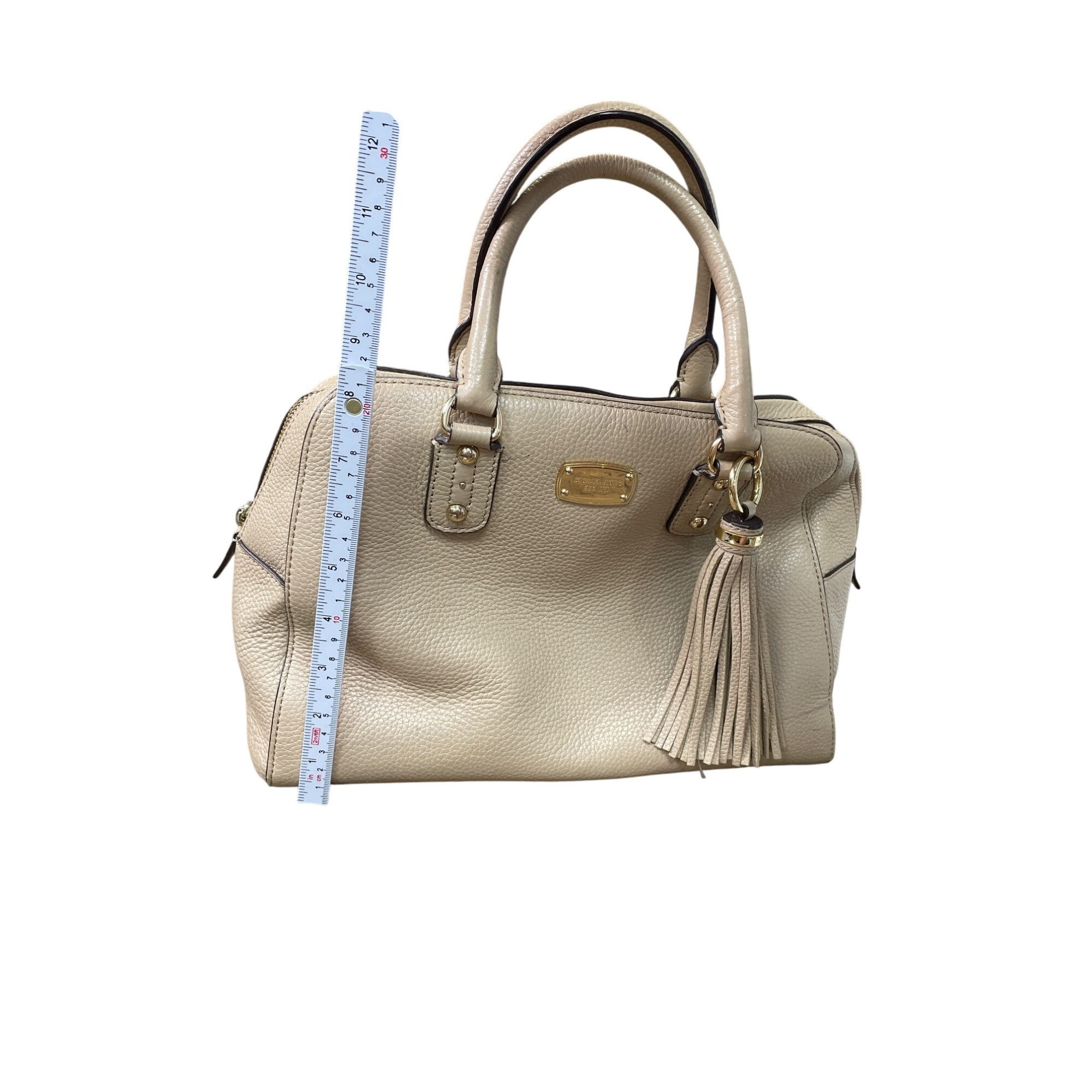 Michael Kors Michael Kors Womens Beige Leather Satchel Handbag SKU 9033 Size ONE SIZE - 12 Thumbnail
