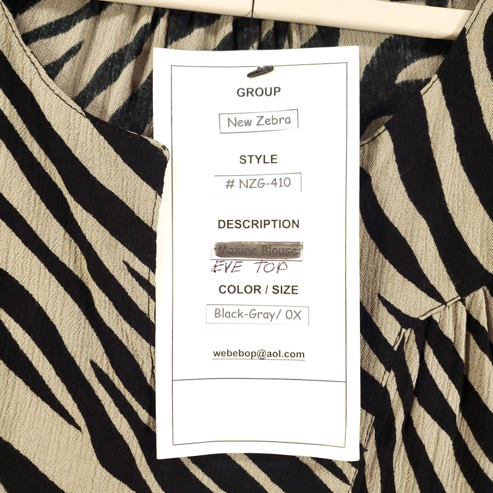 Vintage VINTAGE? No — New Womens Blouse Tunic Top 0X Black Gray Zebra Animal Print Pattern NWT We Be Bop Blouse Size XL / US 12-14 / IT 48-50 - 5 Thumbnail