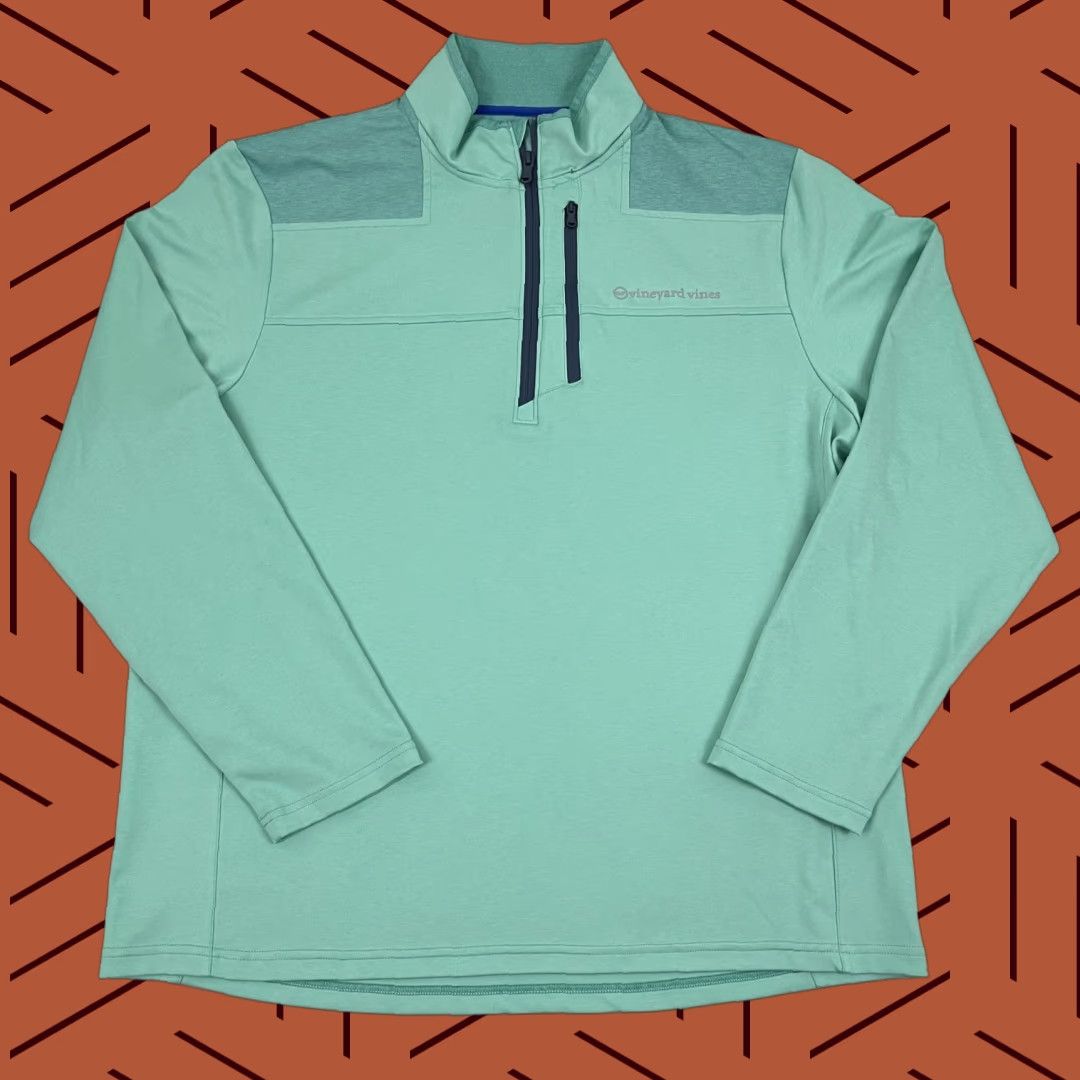 Vineyard Vines Vineyard Vines OTG On The Go Shep Shirt Pullover Mens XL Quarter Zip Golf Preppy Shirt Jacket Mens XL Green 1/4 Zip - All Seasons Regular Fit Size US XL / EU 56 / 4 - 1 Thumbnail