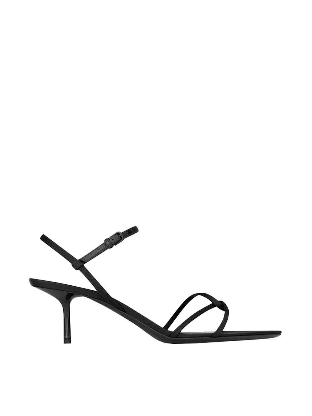 Saint Laurent Paris o1tp1o0125 Clara Sandals In Crepe Satin in Black Size US 9 / IT 39 - 1 Thumbnail