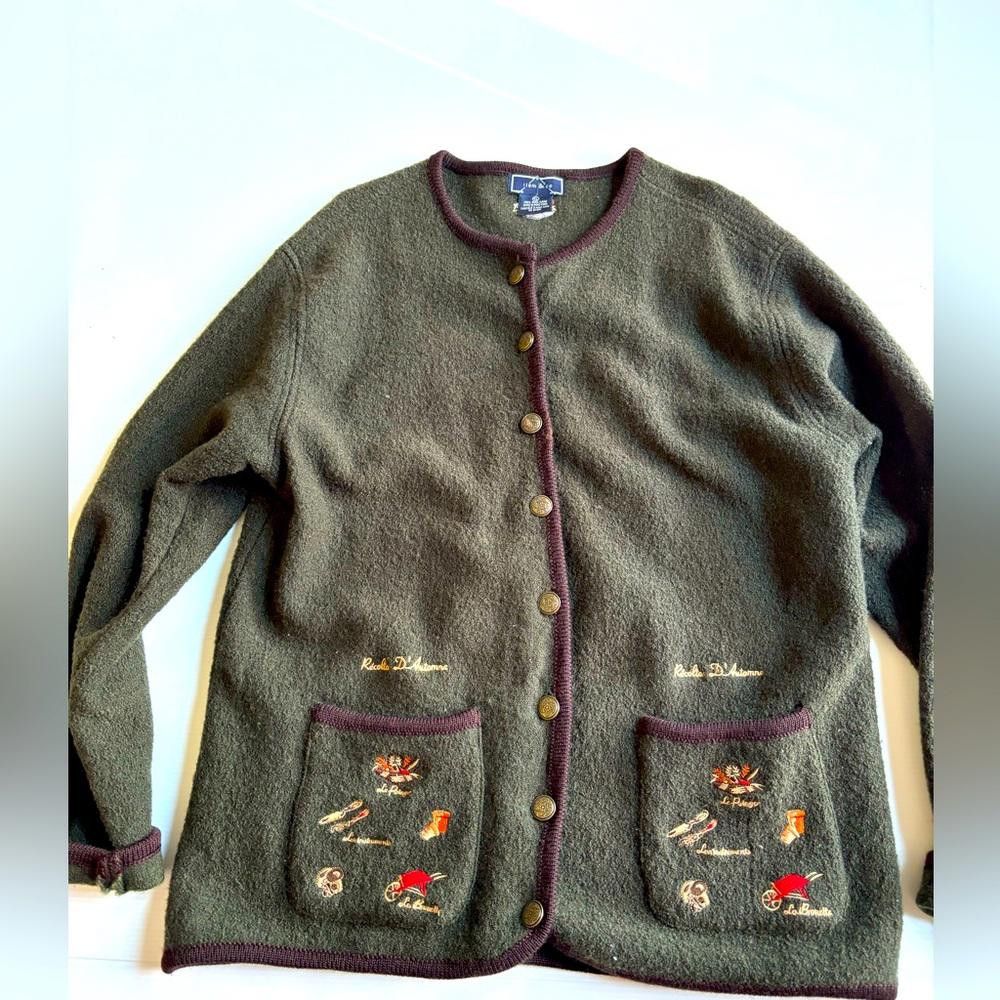 Designer Vintage 100% Wool Embroidered Sweater Size L / US 10 / IT 46 - 1 Thumbnail