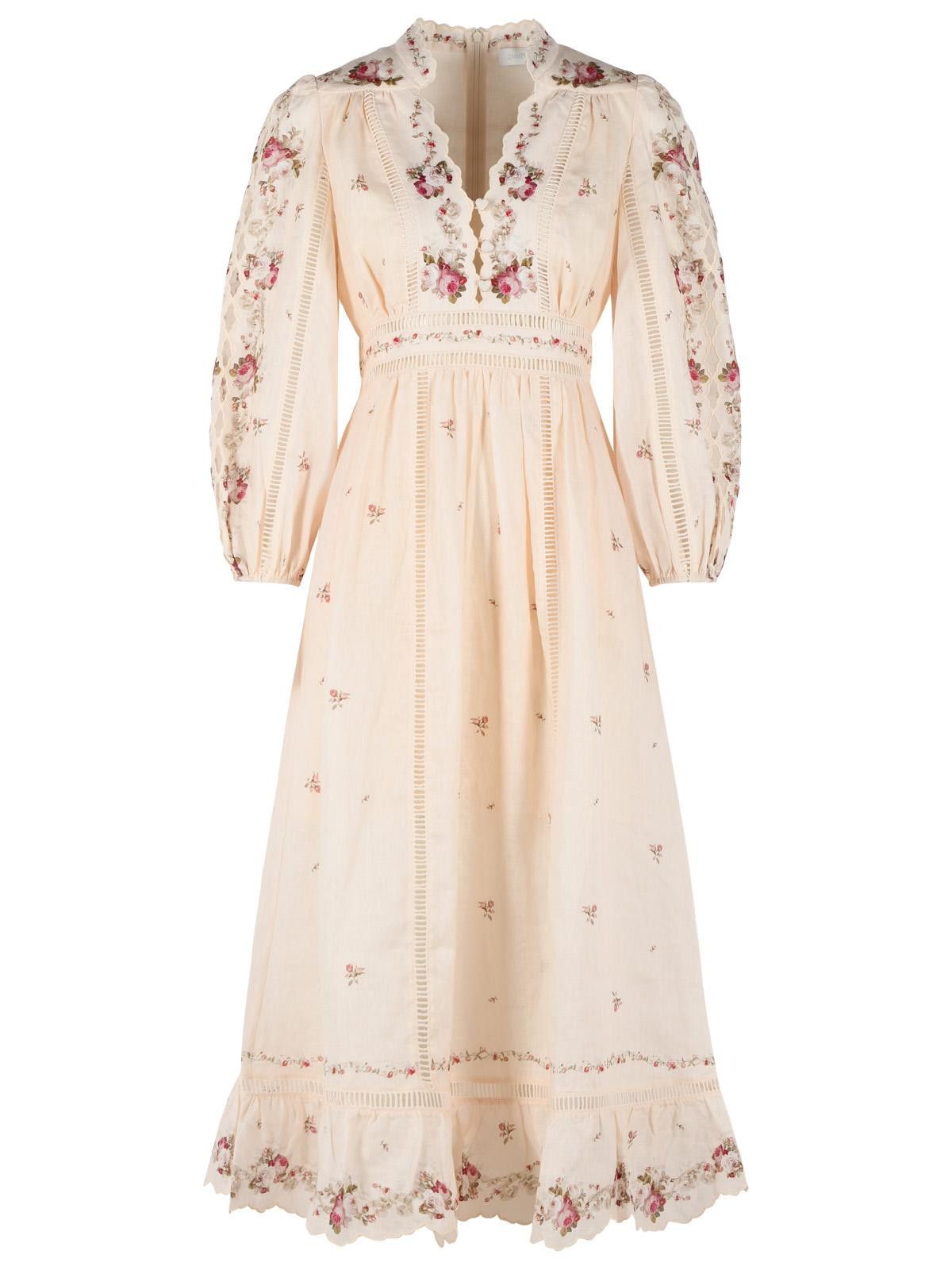 Zimmermann ZIMMERMANN Long 'Patience' Peach Linen Dress Size L / US 10 / IT 46 - 1 Thumbnail