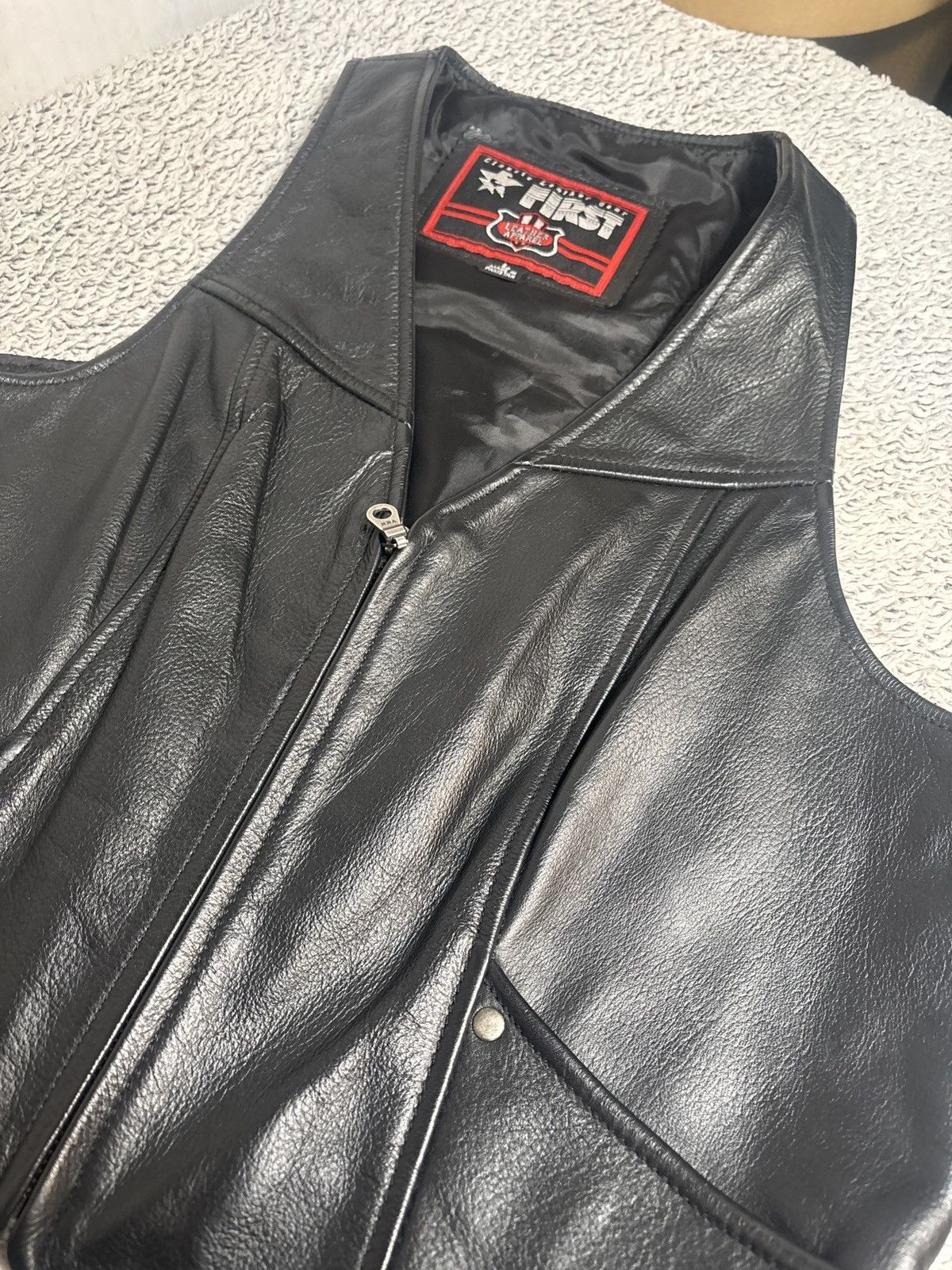 Other First Leather Apparel Blk Genuine Leather Vest Classic Biker Size US L / EU 52-54 / 3 - 2 Thumbnail