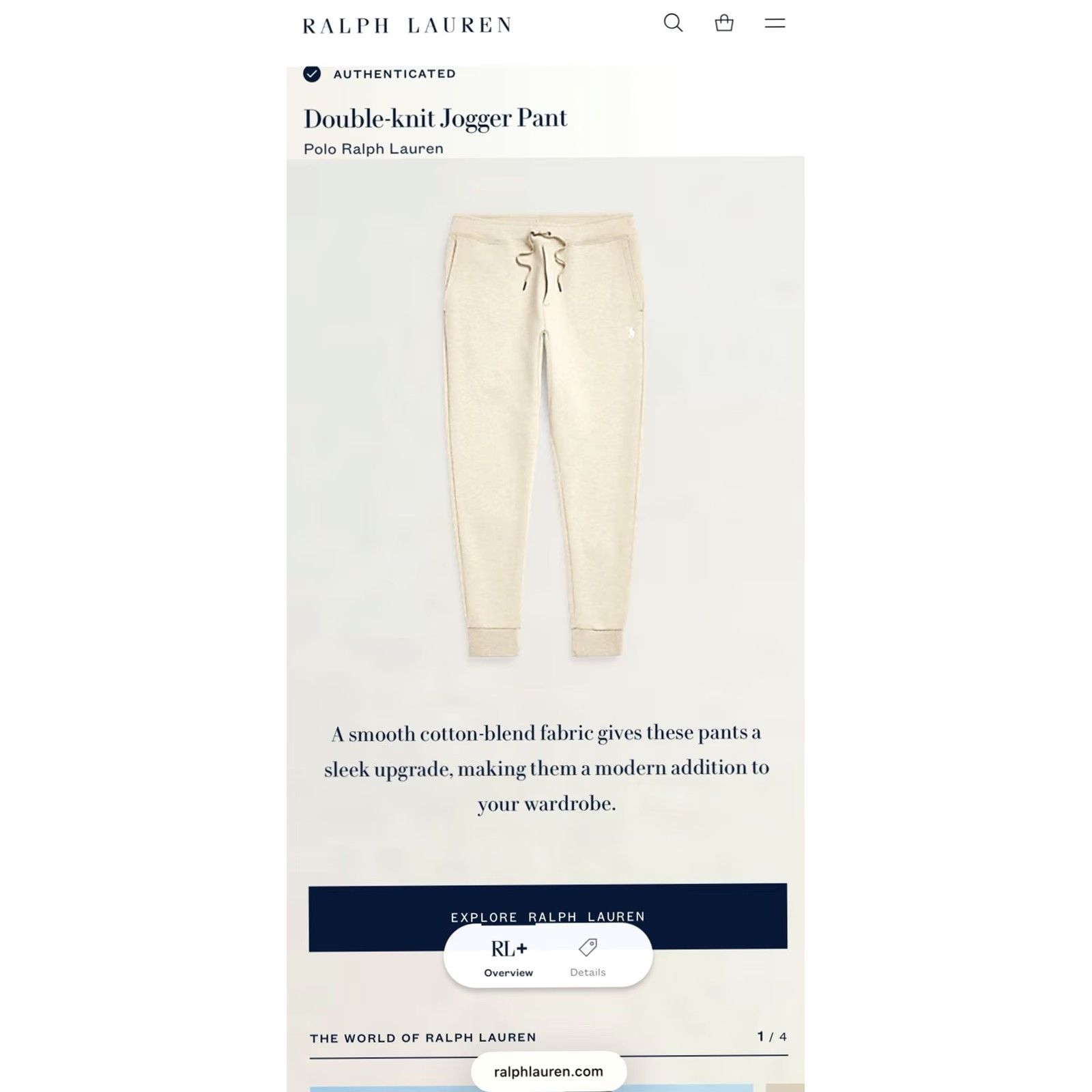 Ralph Lauren NWT Polo Ralph Lauren Jogger Pant Beige M Men Knit Double-Knit Activewear pants Size US M / EU 48-50 / 2 - 6 Thumbnail