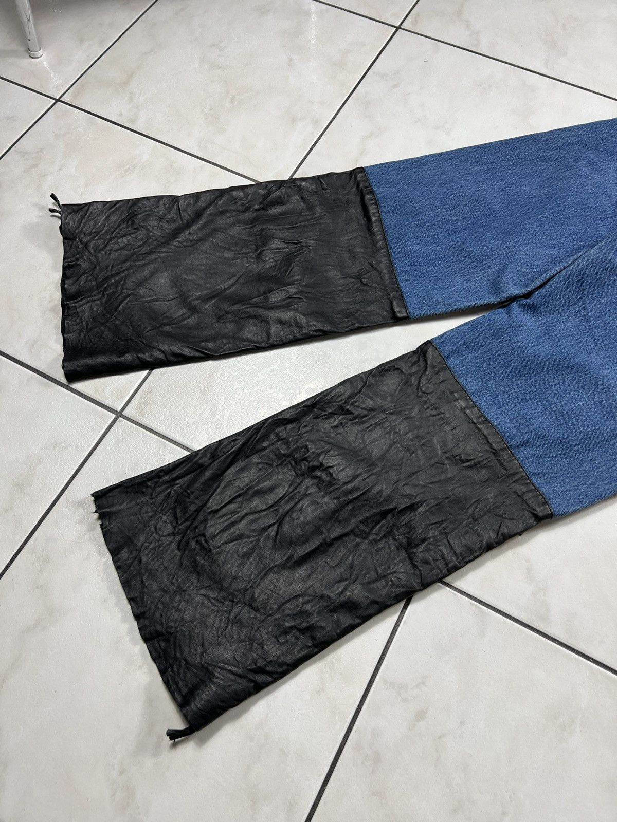 Levi's Vintage 90s Levi’s 501 hybrid leather denim tied strap pants Size US 32 / EU 48 - 17 Thumbnail