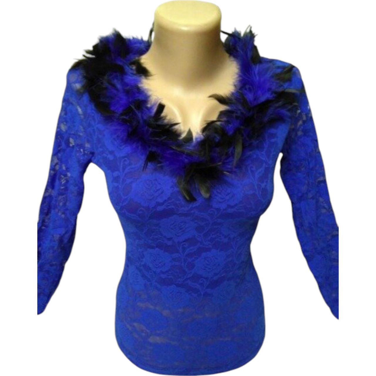 Japanese Brand Blue lace blouse with feathers sz S Size S / US 4 / IT 40 - 1 Thumbnail