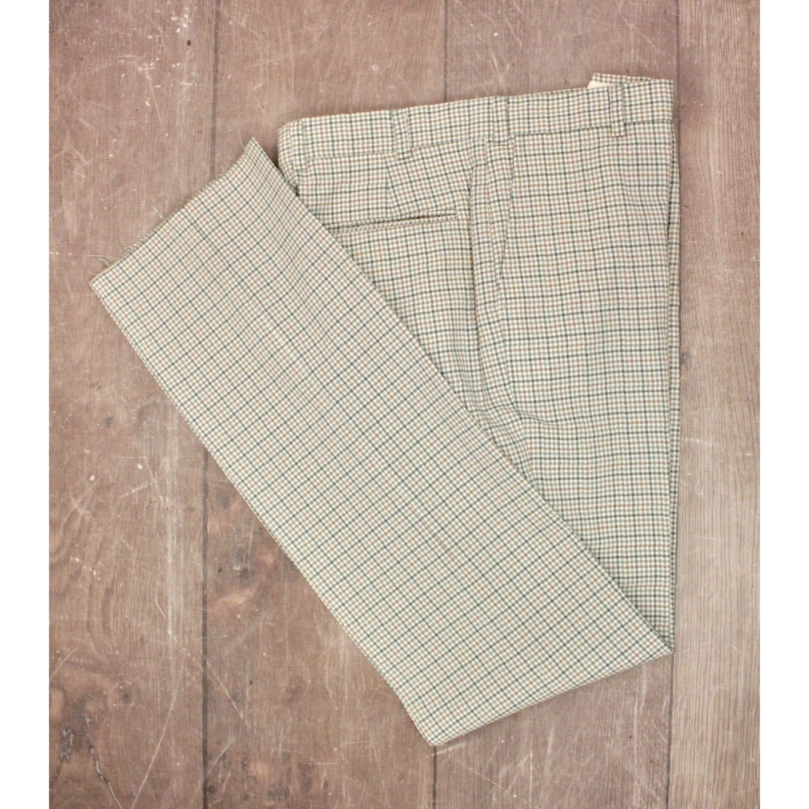 Vintage VINTAGE Men's NOS VTG 1970s White & Green Plaid Golf Pants Sz 36x37.5 70s Polyester Green 36 49" Inseam Golf Mens Size US 36 / EU 52 - 2 Thumbnail