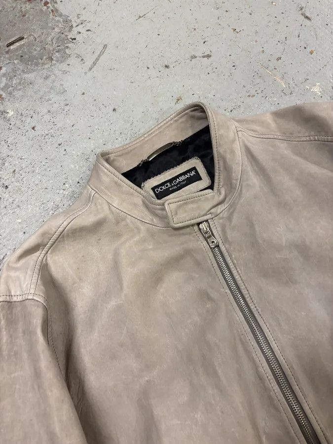 Dolce & Gabbana 2010s Dolce & Gabbana Grey Biker Minimalist Leather Jacket Size US L / EU 52-54 / 3 - 5 Thumbnail