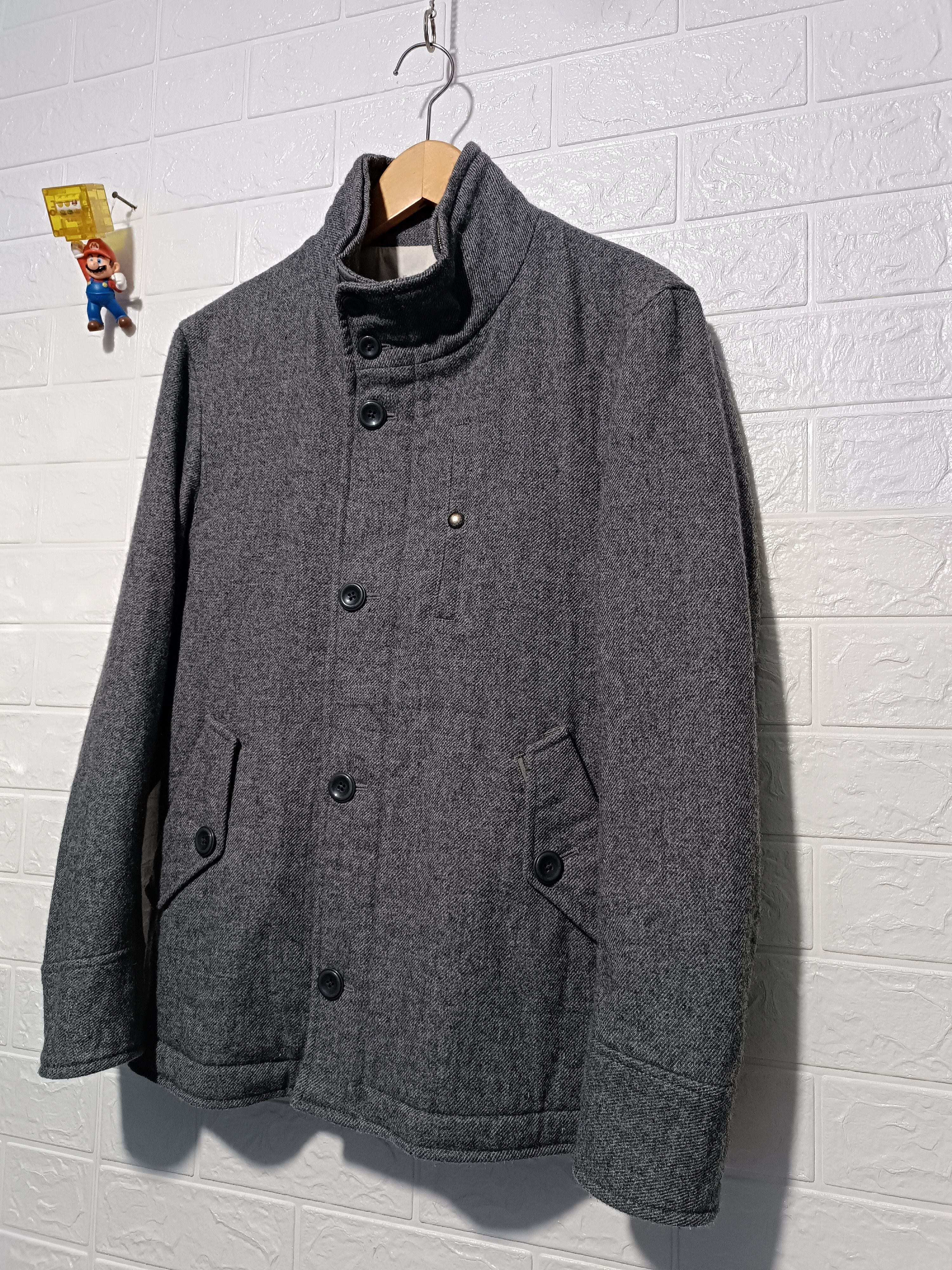 Japanese Brand Vintage Takeo Kikuchi Wool Stand Collar Coat Jacket Size US M / EU 48-50 / 2 - 2 Thumbnail