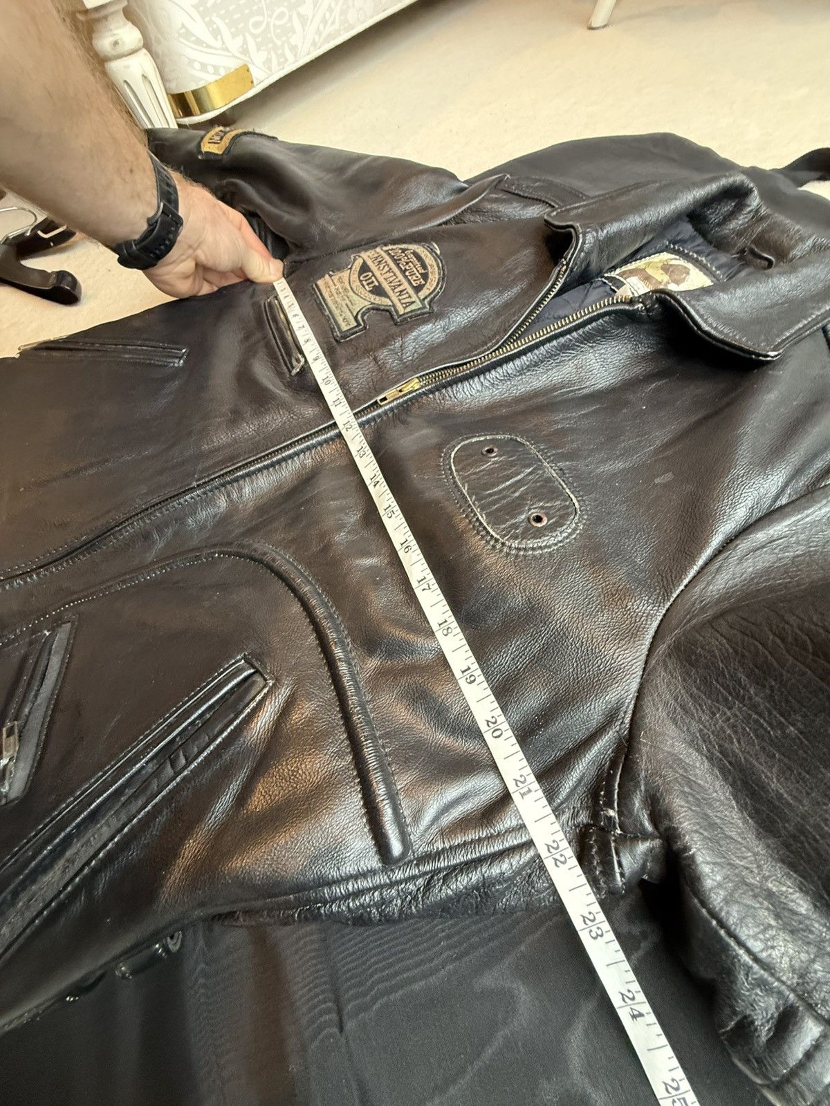 AMI A.M.I vintage leather patches motorcycle jacket rare oil Size US L / EU 52-54 / 3 - 4 Thumbnail