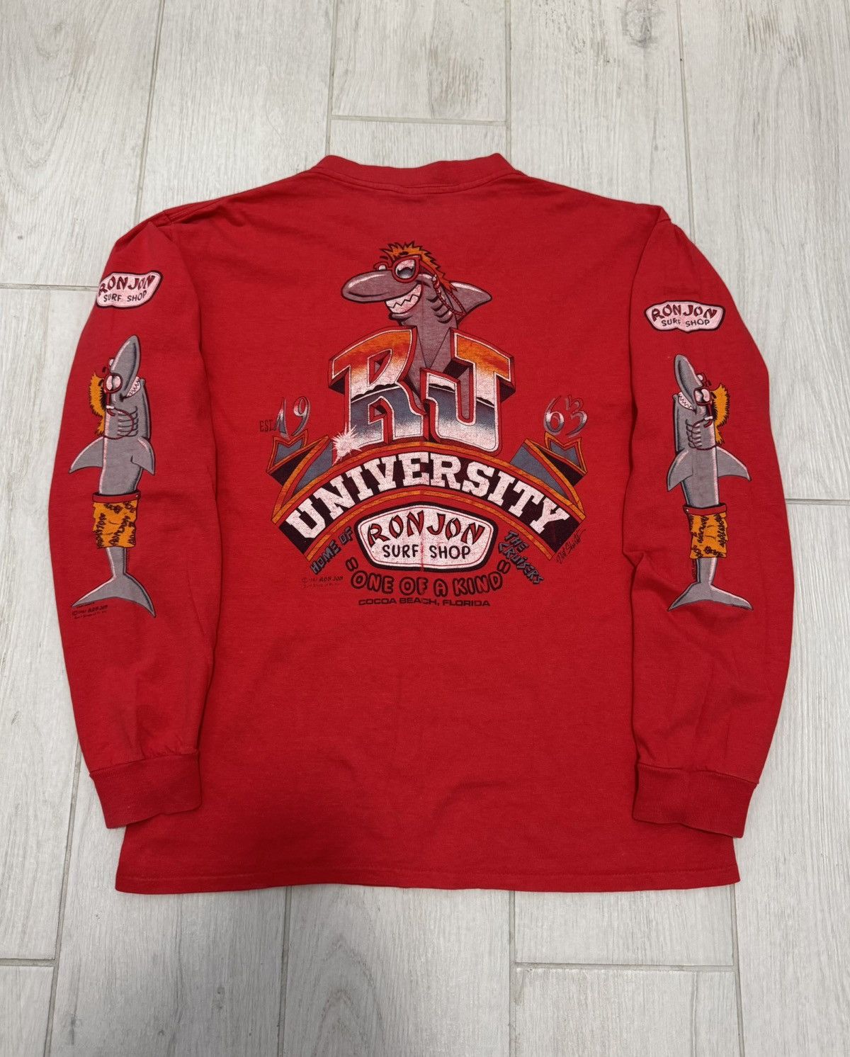 Ron Jon Surf Shop Vintage 1987 Ron Jon Surf Shop "RJ University" Longsleeve Size US L / EU 52-54 / 3 - 2 Thumbnail