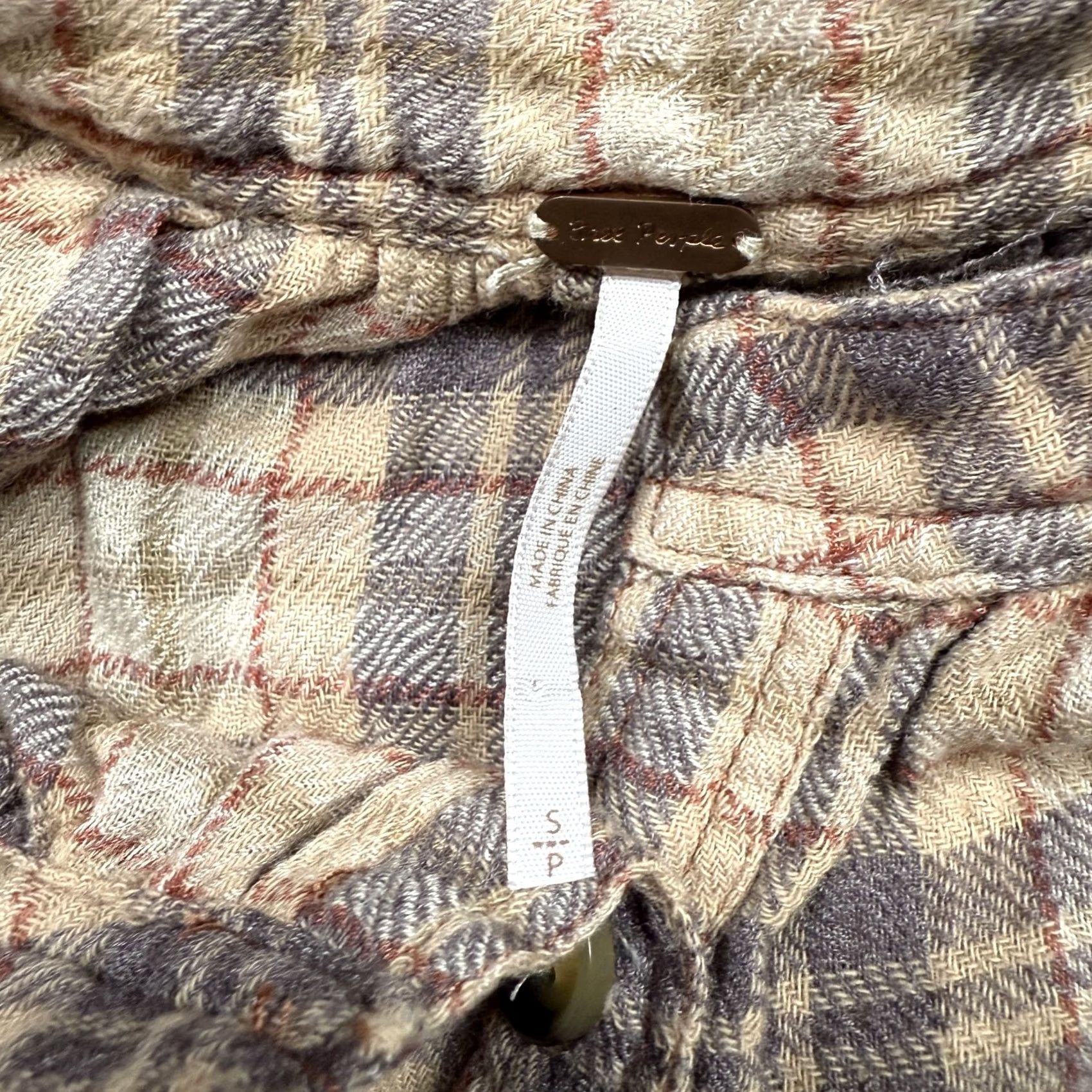 Free People FREE PEOPLE Blouse Women's XS Plaid Long Sleeve Multicolor Oversized Size XS / US 0-2 / IT 36-38 - 6 Thumbnail