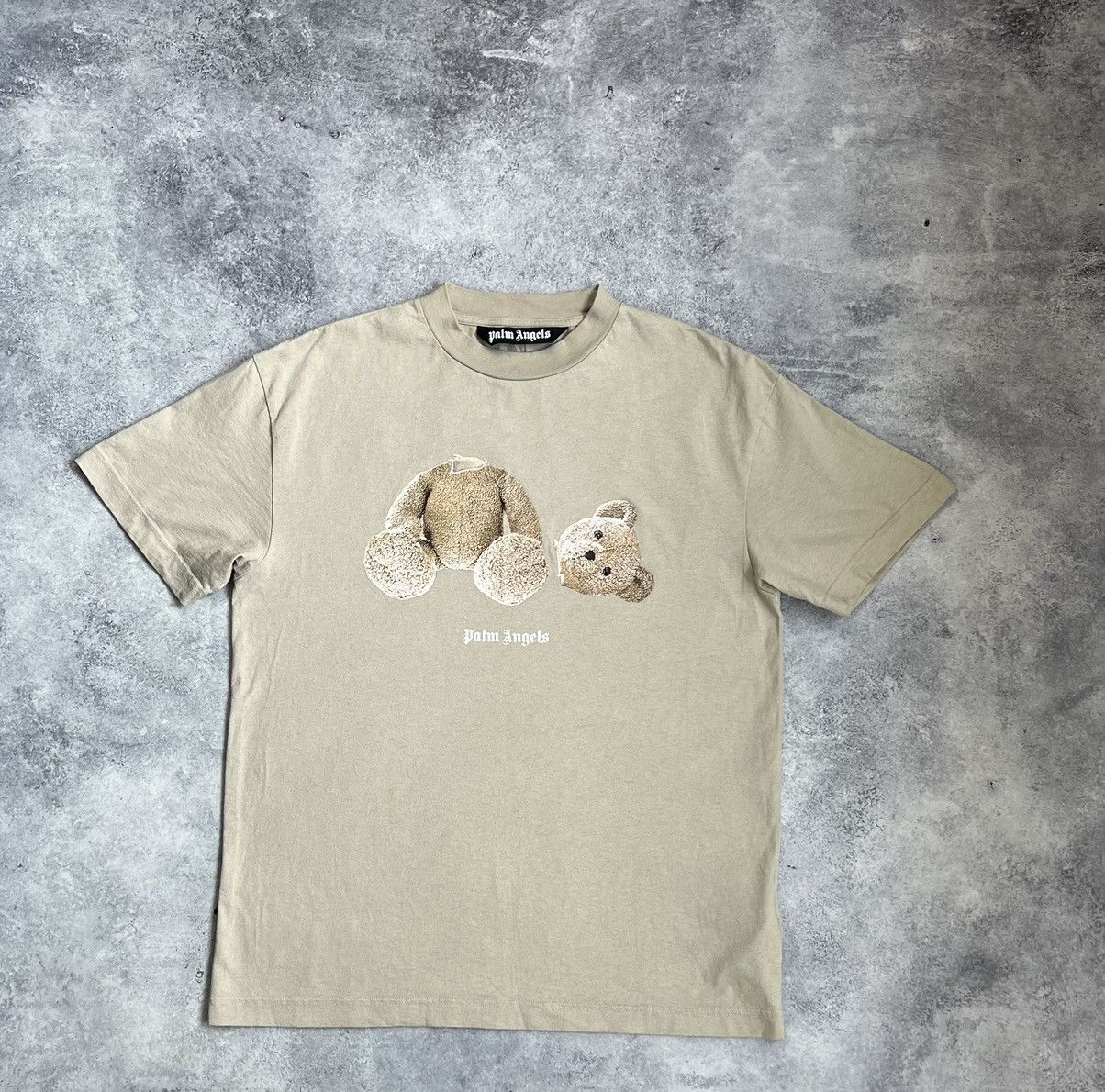 image of Palm Angels Tan Kill The Bear Tee, Men's (Size Medium)