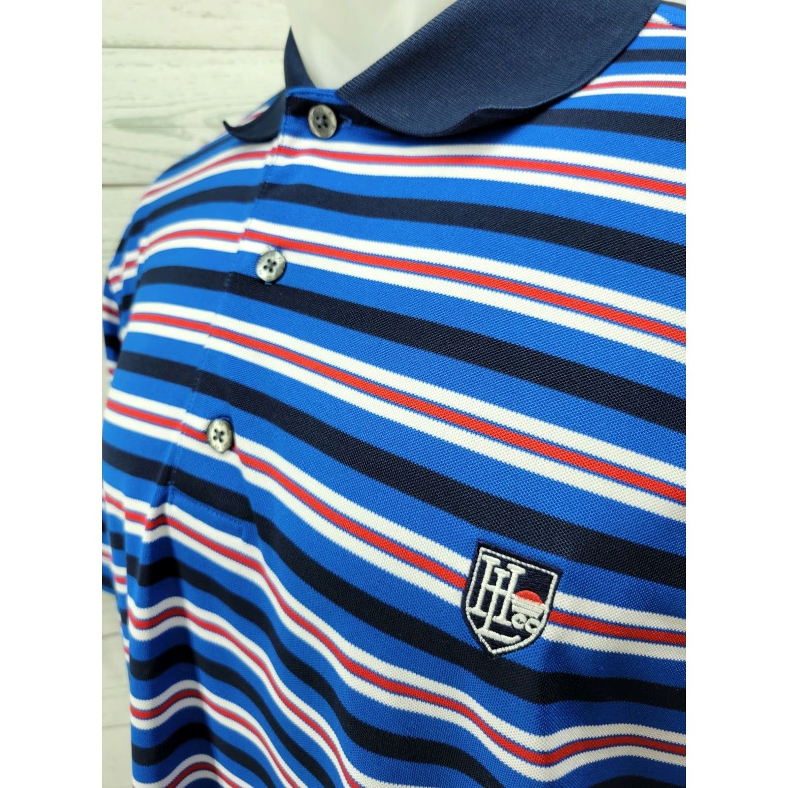 Footjoy FootJoy FJ Golf Polo Shirt Mens Large Blue Red Black Striped Logo Shirt Polo Sportswear Casual Golf Size US L / EU 52-54 / 3 - 3 Thumbnail