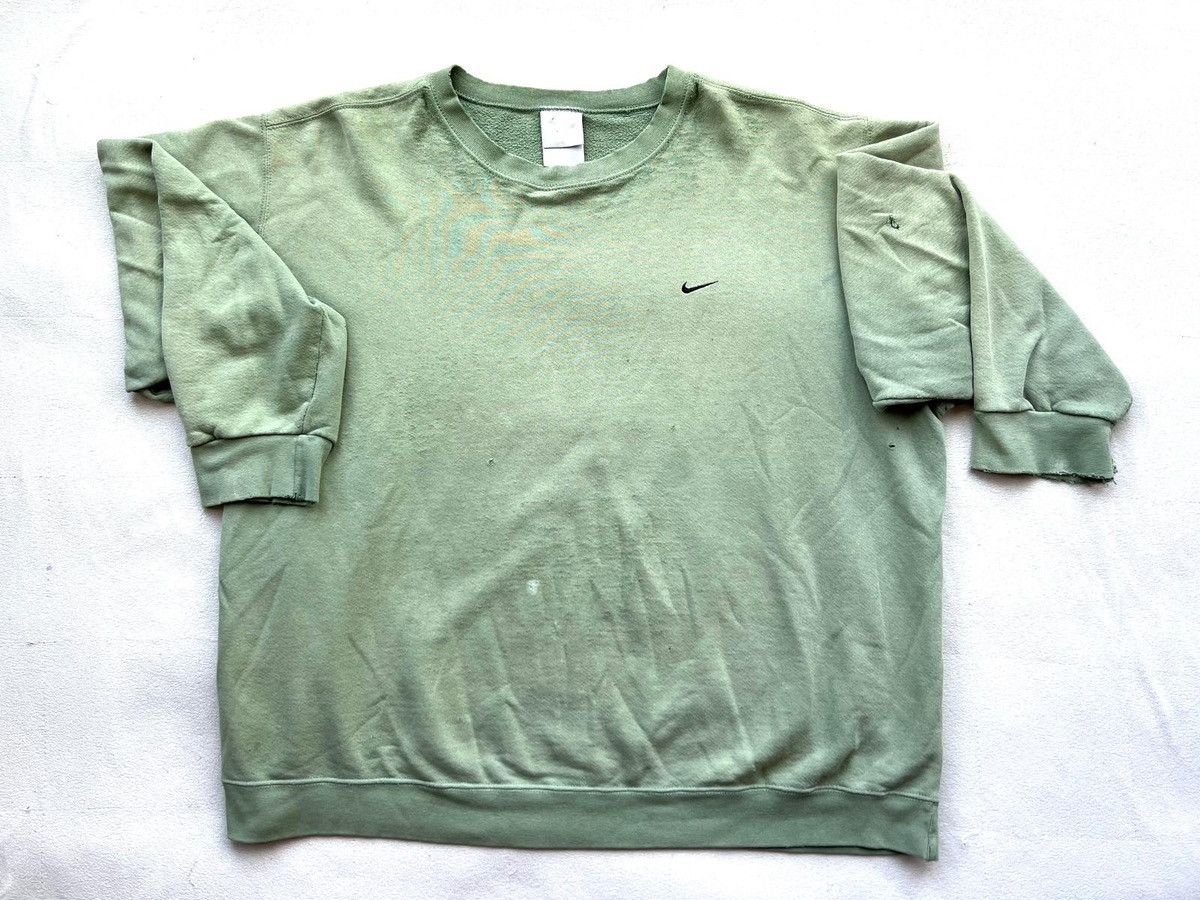 Nike × Vintage Vintage 90s Nike Crewneck Sweatshirt Swoosh Sage Green Y2K Size US L / EU 52-54 / 3 - 1 Preview