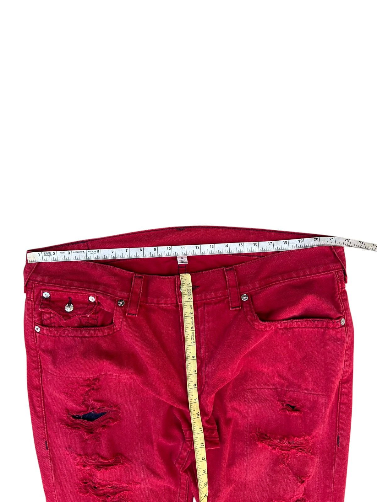 True Religion Vintage True Religion Distressed Red Denim Straight Jeans Size US 42 / EU 58 - 2 Thumbnail