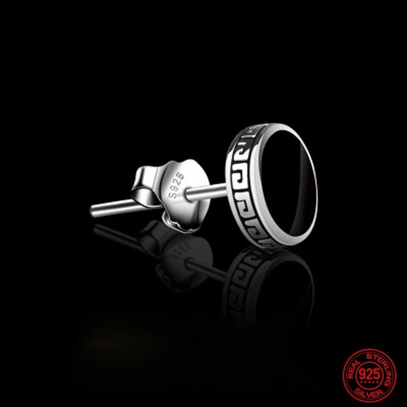 Jewelry 8mm Black Round Stud Earrings 925 Sterling Silver Ear Gift Size ONE SIZE - 2 Thumbnail