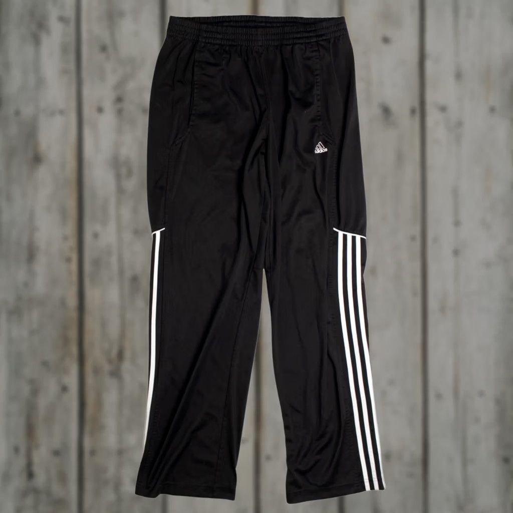 Adidas VINTAGE Adidas Black Track Pant Medium Trefoil Logo Striped Shirt Size US 31 - 1 Thumbnail
