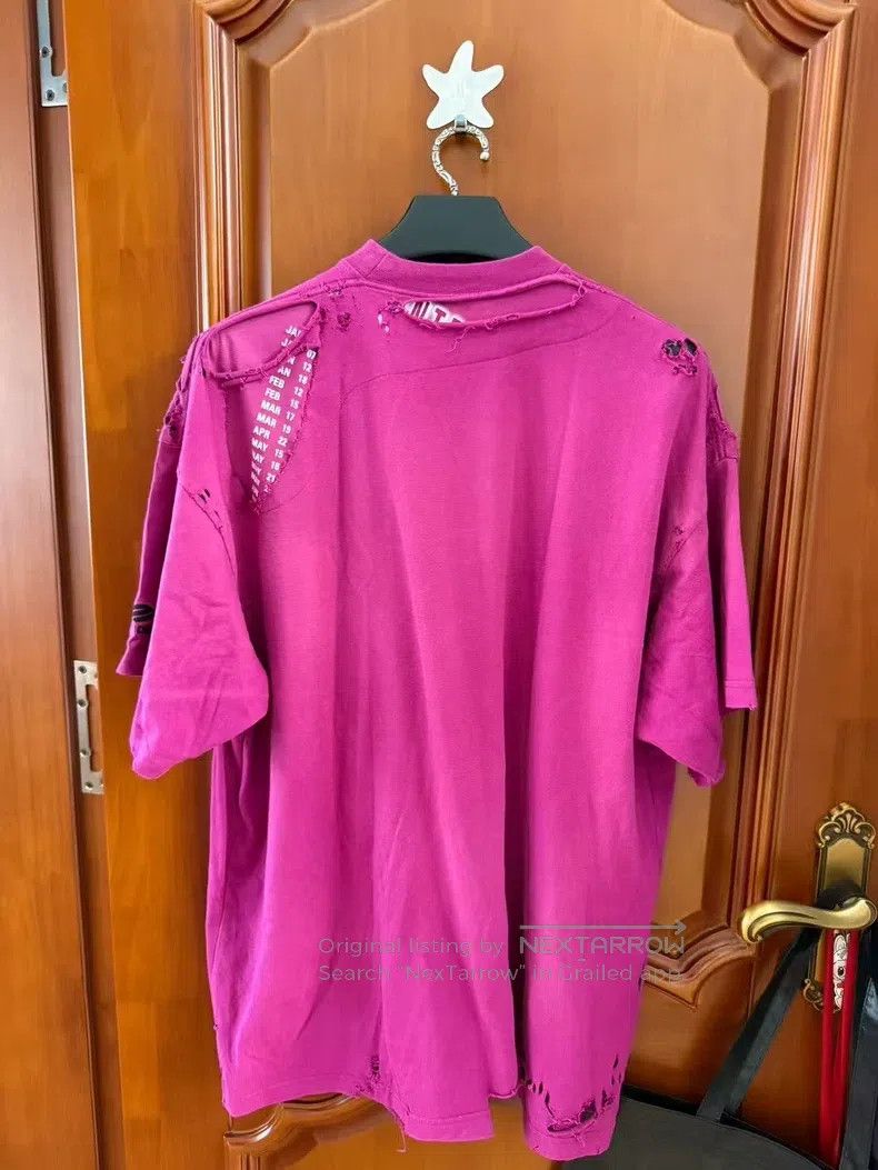 Balenciaga Balenciaga Back Logo Destroyed Short-Sleeve Tee Purple Size US M / EU 48-50 / 2 - 2 Thumbnail