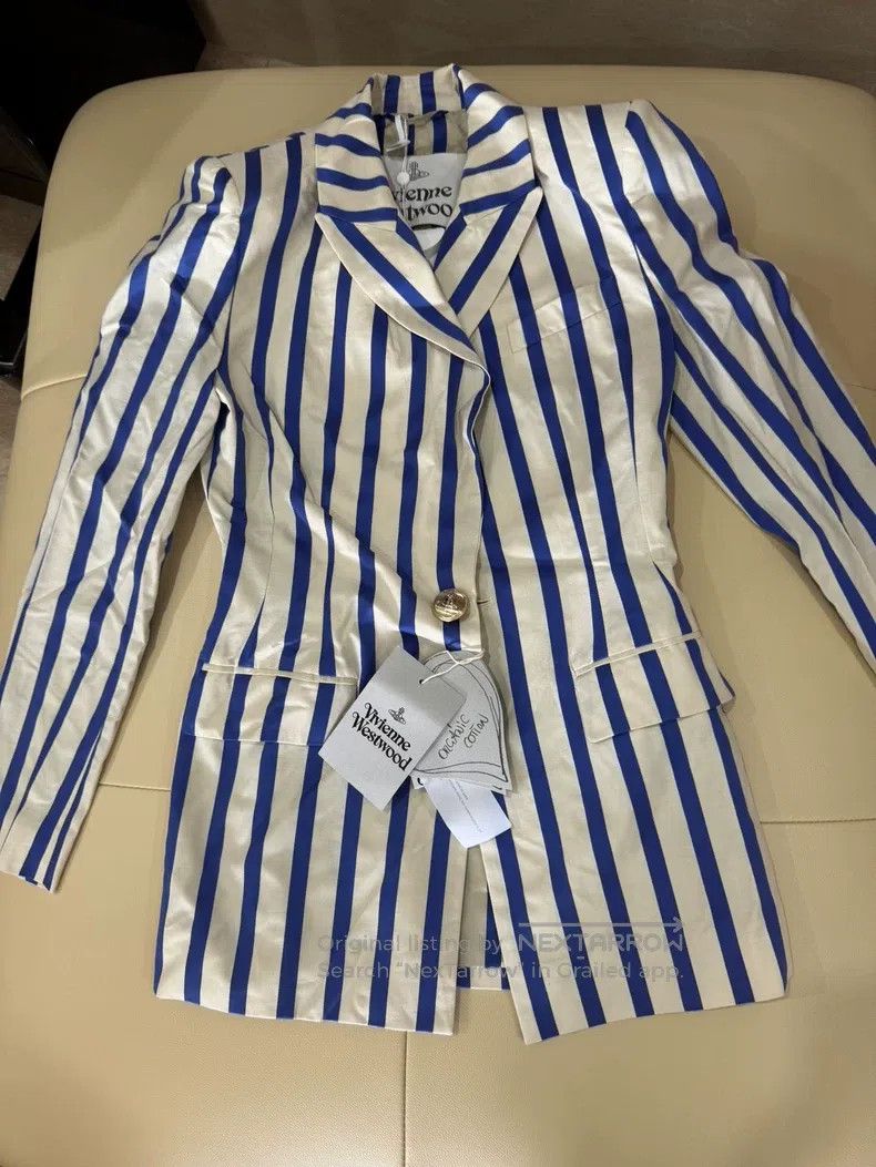 Vivienne Westwood vivienne westwood Navy and White Striped Blazer with Shoul Size XS / US 0-2 / IT 36-38 - 2 Thumbnail