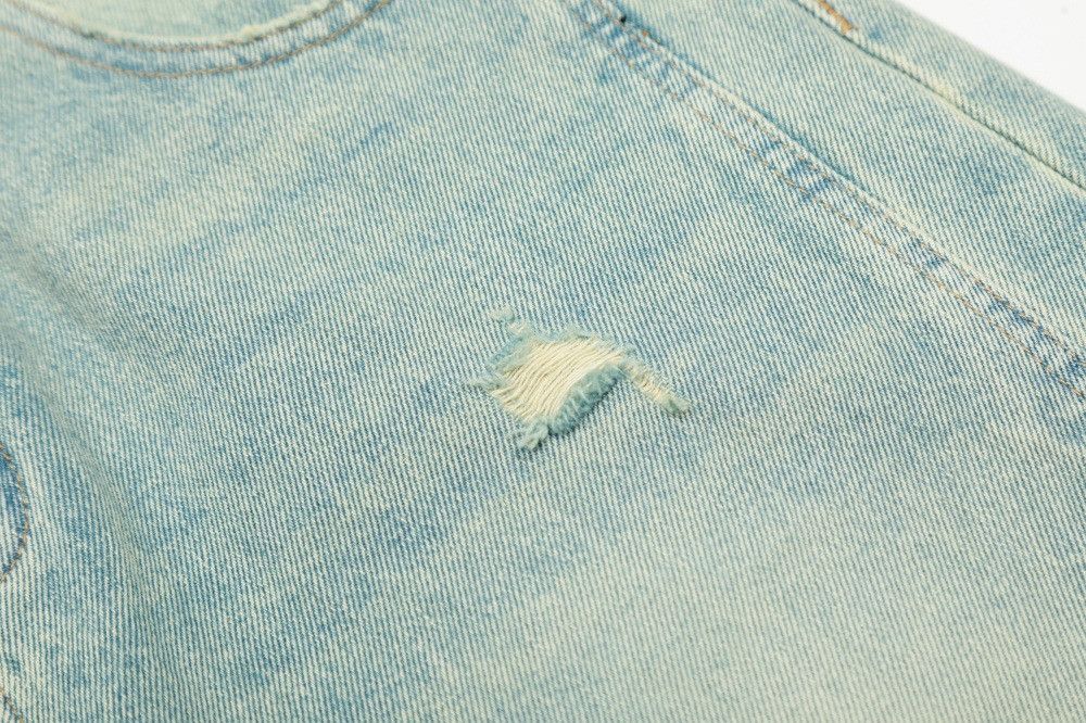 Japanese Brand × Jean Men's loose versatile casual punk washed distressed jeans Size US 34 / EU 50 - 5 Thumbnail