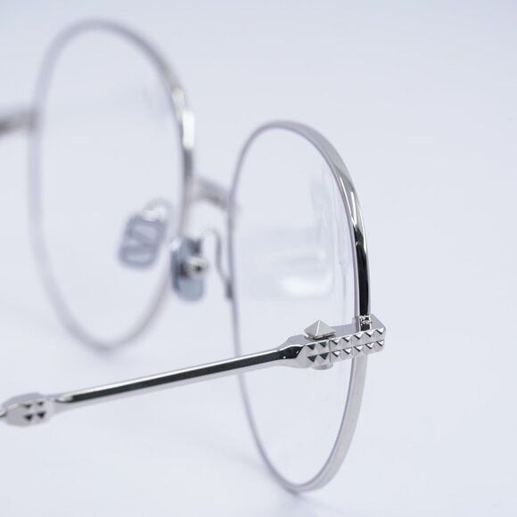 Valentino Valentino V-STUD-III VLX-136B Eyeglasses Silver 56mm Round Size ONE SIZE - 7 Thumbnail