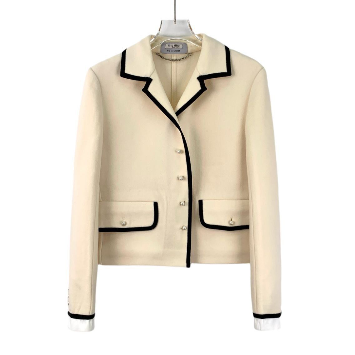 Miu Miu Beige Wool Long-Sleeved Single-Breasted Chanel-Style
