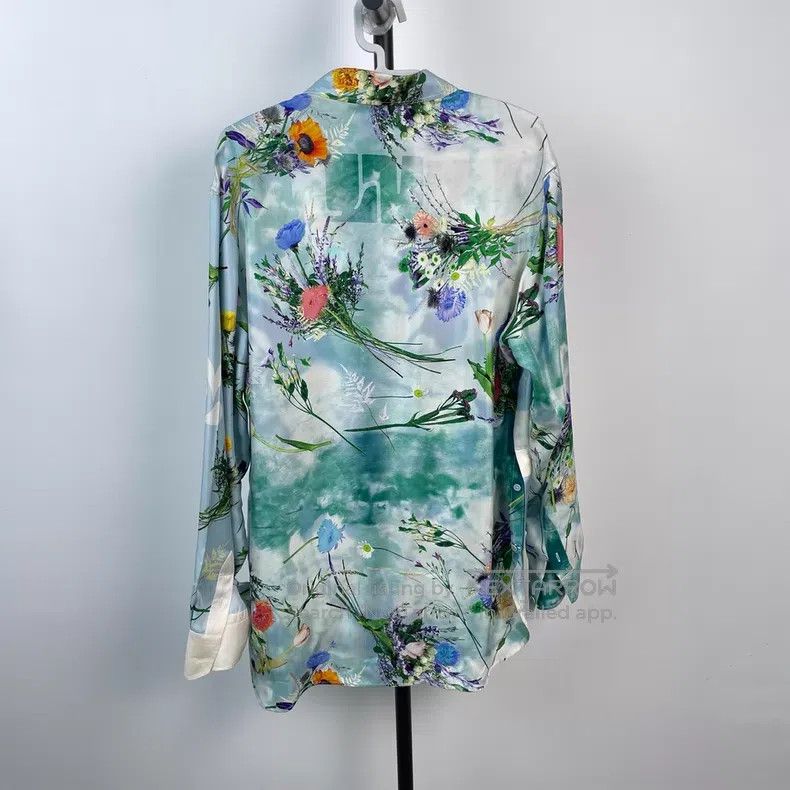 Louis Vuitton Louis Vuitton Aqua blue floral-print silk shirt Size US L / EU 52-54 / 3 - 2 Thumbnail