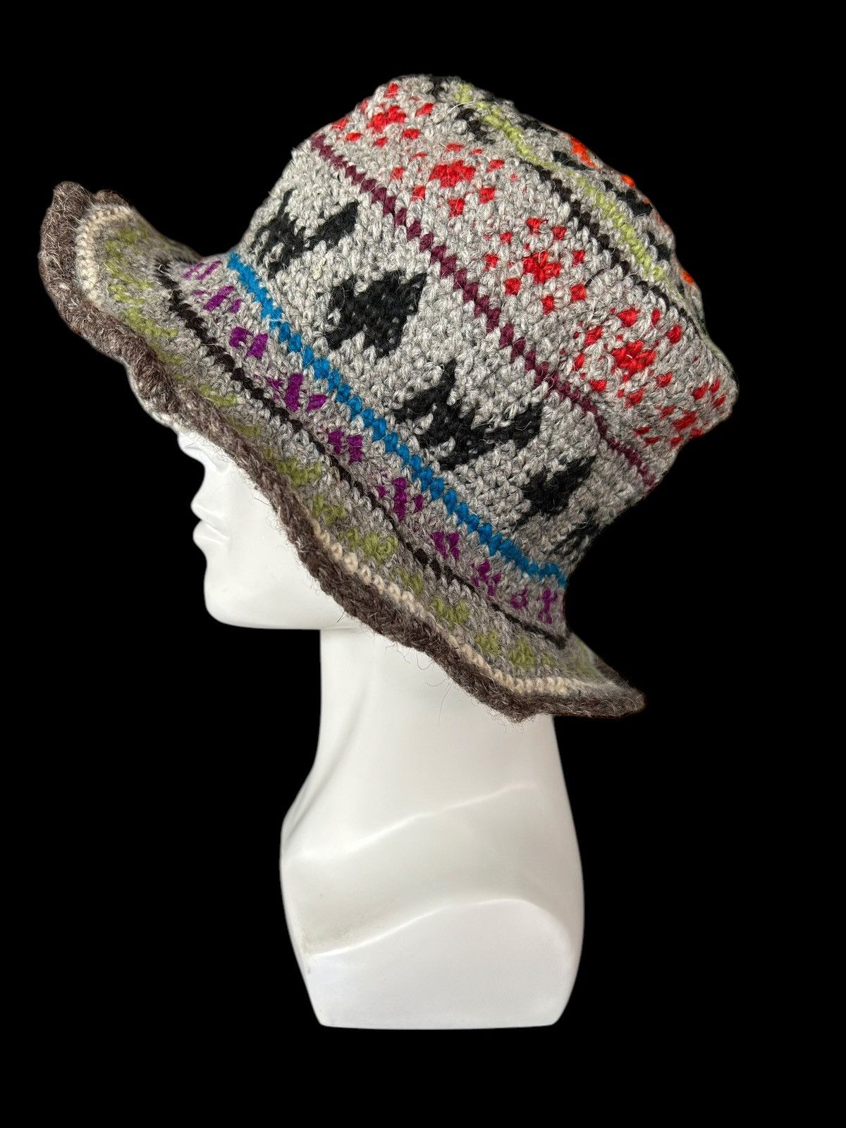 Japanese Brand × Kapital × Vintage Crochet Knitted Handmade Custom Bucket Hats Rare☠️☠️ Size ONE SIZE - 3 Thumbnail