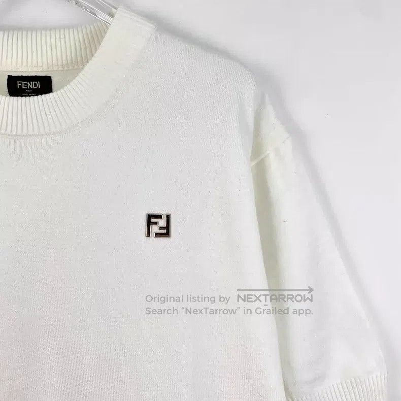 Fendi Fendi White Double F Metal Logo Merino Wool Crewneck Short Size US S / EU 44-46 / 1 - 3 Thumbnail