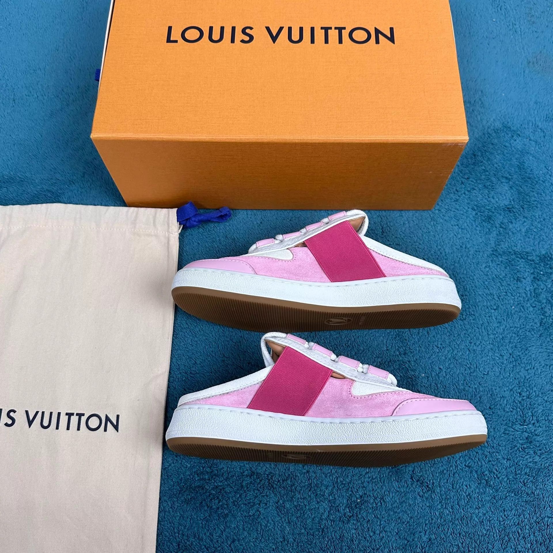 Louis Vuitton LV Pink & White Mules 35 Size US 4.5 / IT 34.5 - 3 Thumbnail