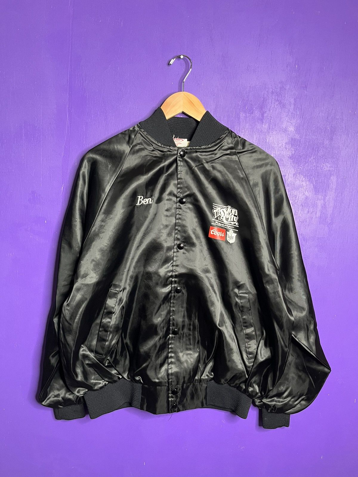 Vintage 80s Coors Silver bullet satin jacket