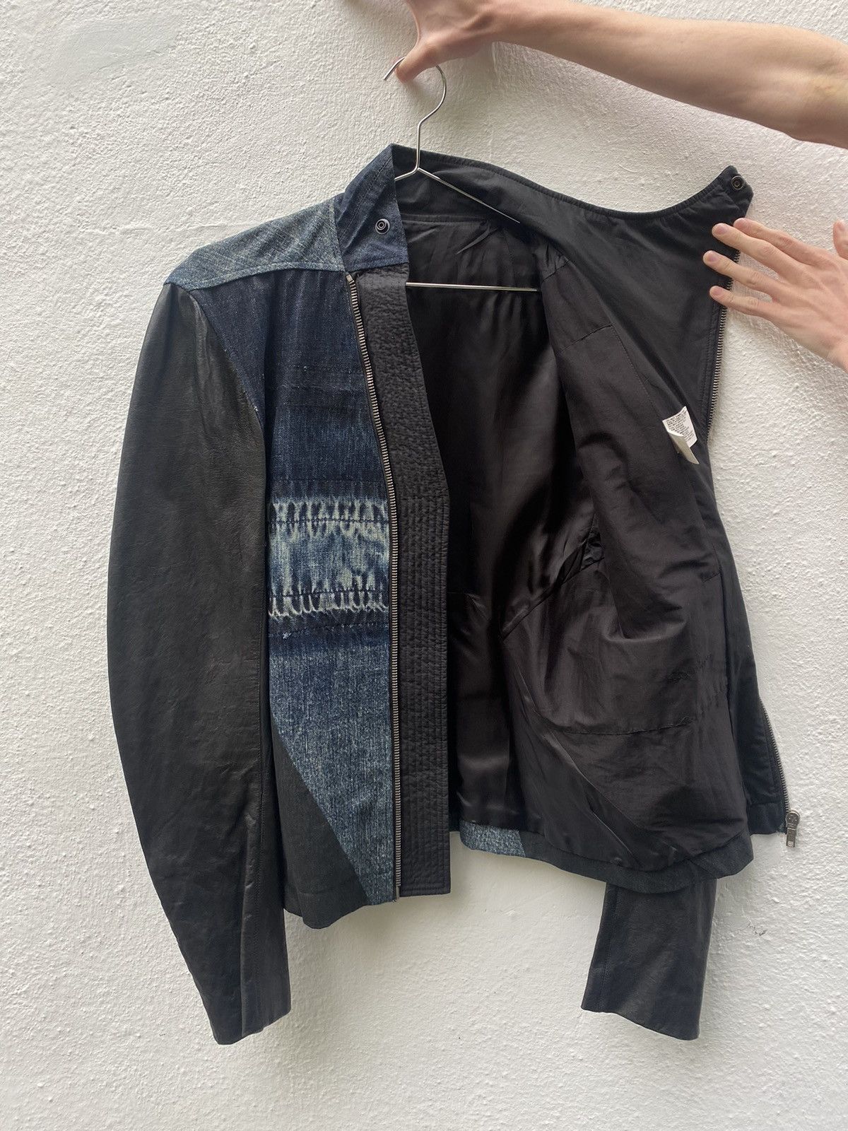 Rick Owens Rick Owens RELEASE SS10 Denim Jacket with Leather Sleeves Size US S / EU 44-46 / 1 - 3 Thumbnail