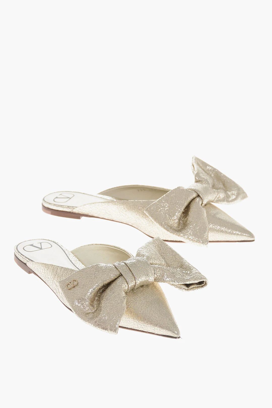 Valentino og1mm0426 Lamé Leather Mules in Gold Size US 10 / IT 40 - 3 Thumbnail