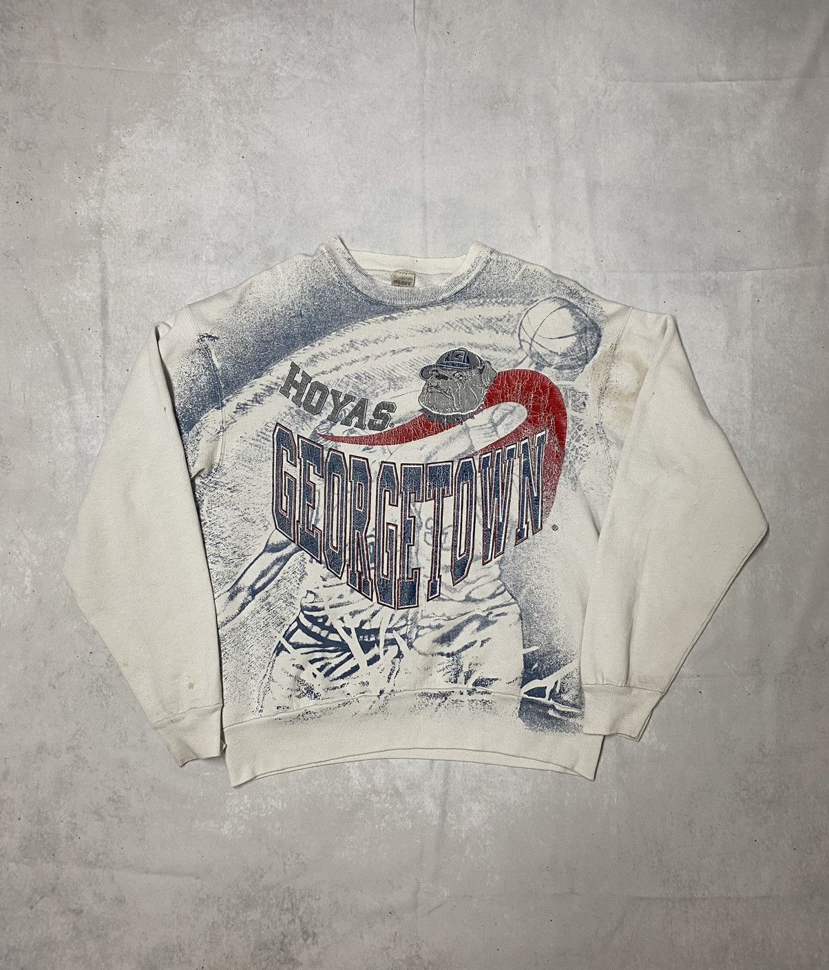 Vintage Vintage 90s Georgetown Hoyas Grail Basketball AOP Sweater XL Size US XL / EU 56 / 4 - 1 Thumbnail