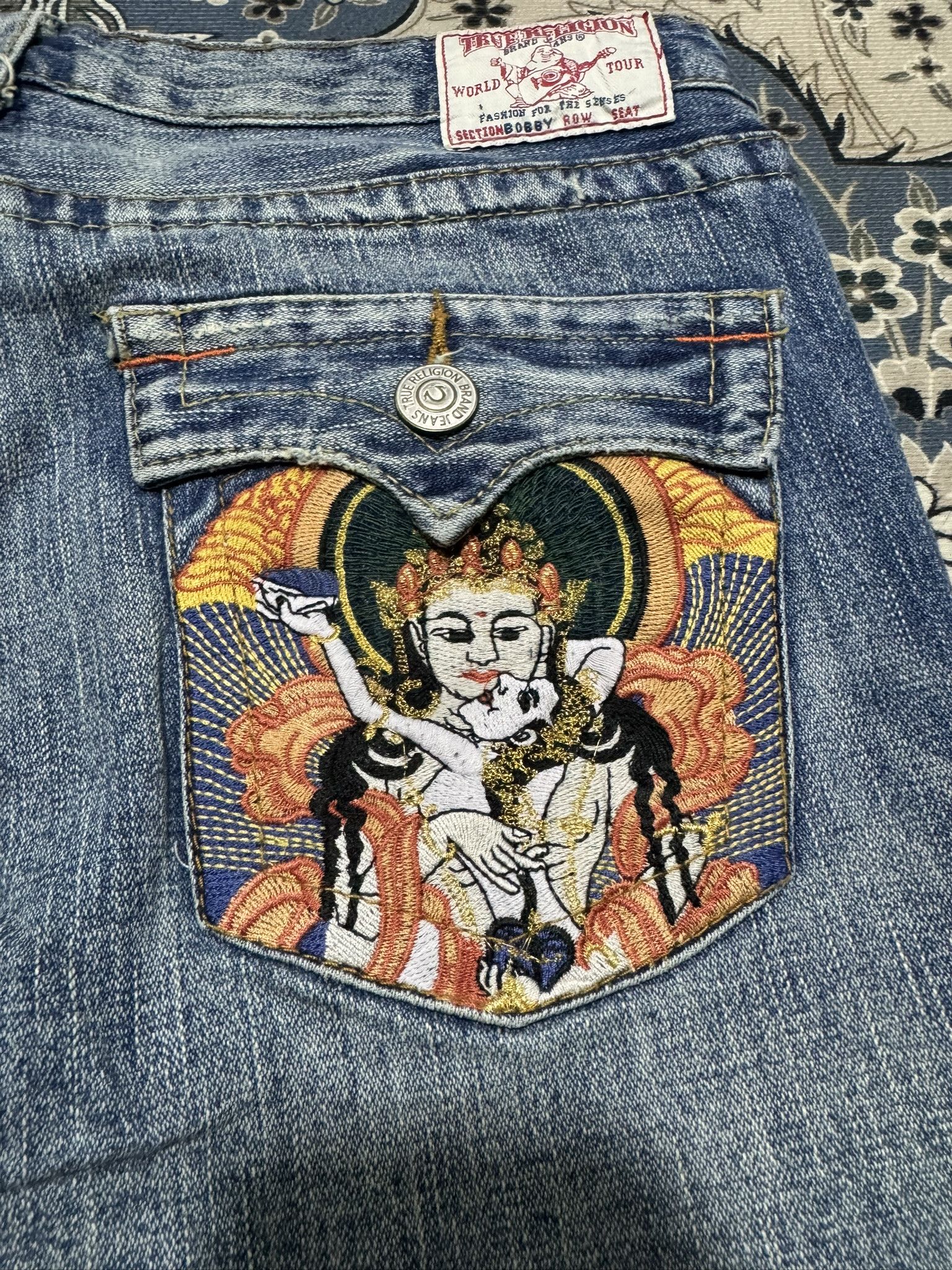 True Religion × Vintage Y2K Flare True Religion Bobby Distressed Jeans Size 32" / US 10 / IT 46 - 3 Thumbnail