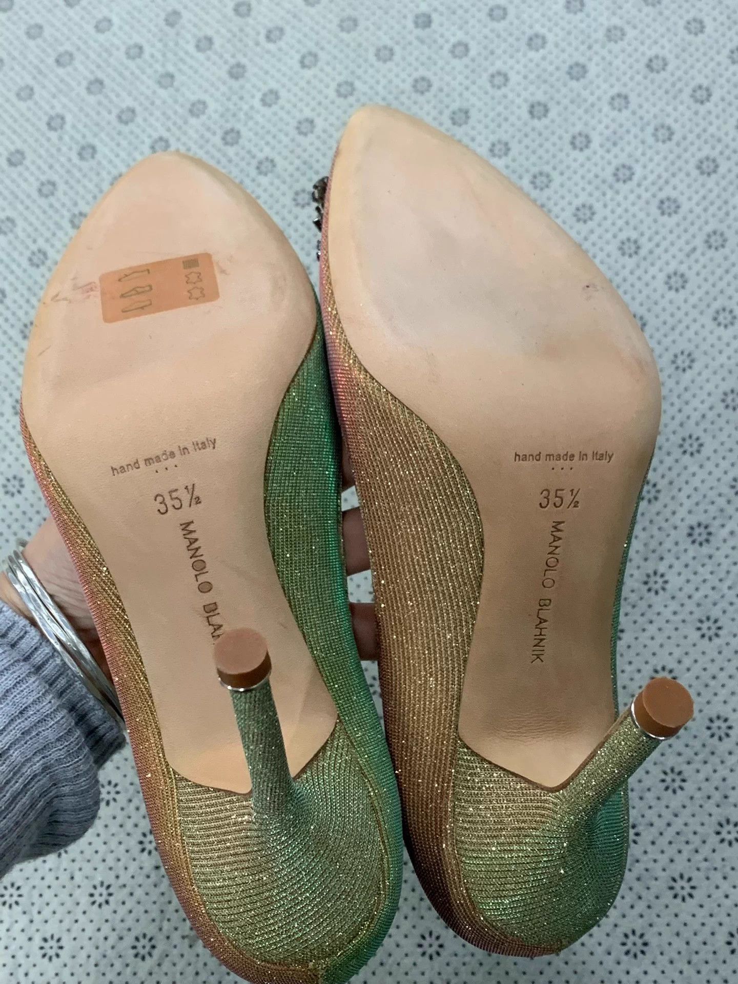 Manolo Blahnik MB color gradient square-diamond heels 35.5 unused Size US 4.5 / IT 34.5 - 5 Thumbnail