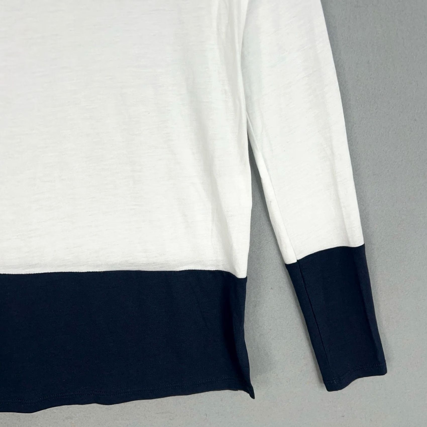 Vince Vince Shirt Womens XXS White Colorblock Crew Neck Basic Knit Lightweight 50% Pima Cotton 50% Modal Womens Size XXS / US 00 / IT 34 - 4 Thumbnail