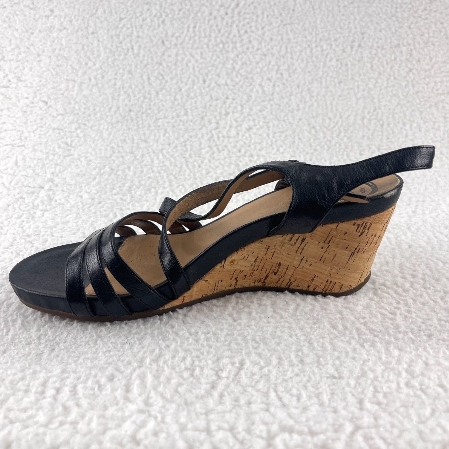 Vintage Abeo Black Sling Back Leather Sandals Womens Wedge Open Toe Size 9 Size US 9 / IT 39 - 6 Thumbnail