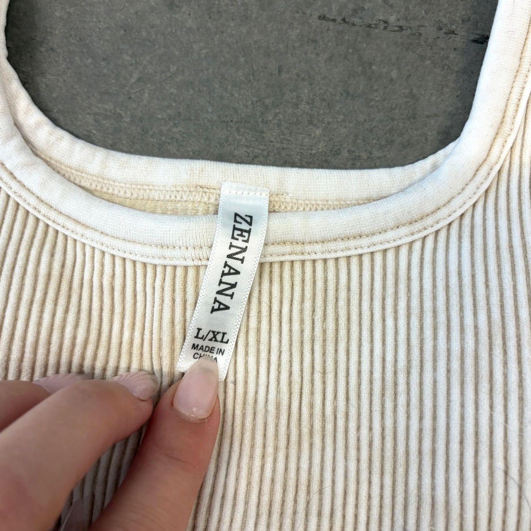 Vintage Zenana Ribbed Cream Beige Cropped Tank Top L/XL Tank Women L Cream Size L / US 10 / IT 46 - 3 Thumbnail