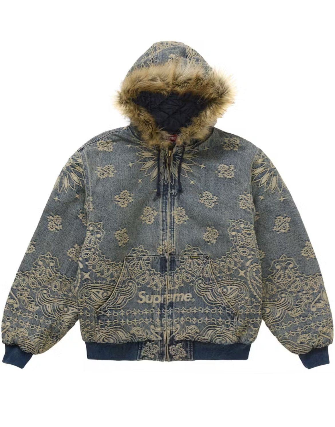 Supreme Supreme SS25 Bandana Jacquard Denim Hooded Work Jacket Size US L / EU 52-54 / 3 - 5 Thumbnail